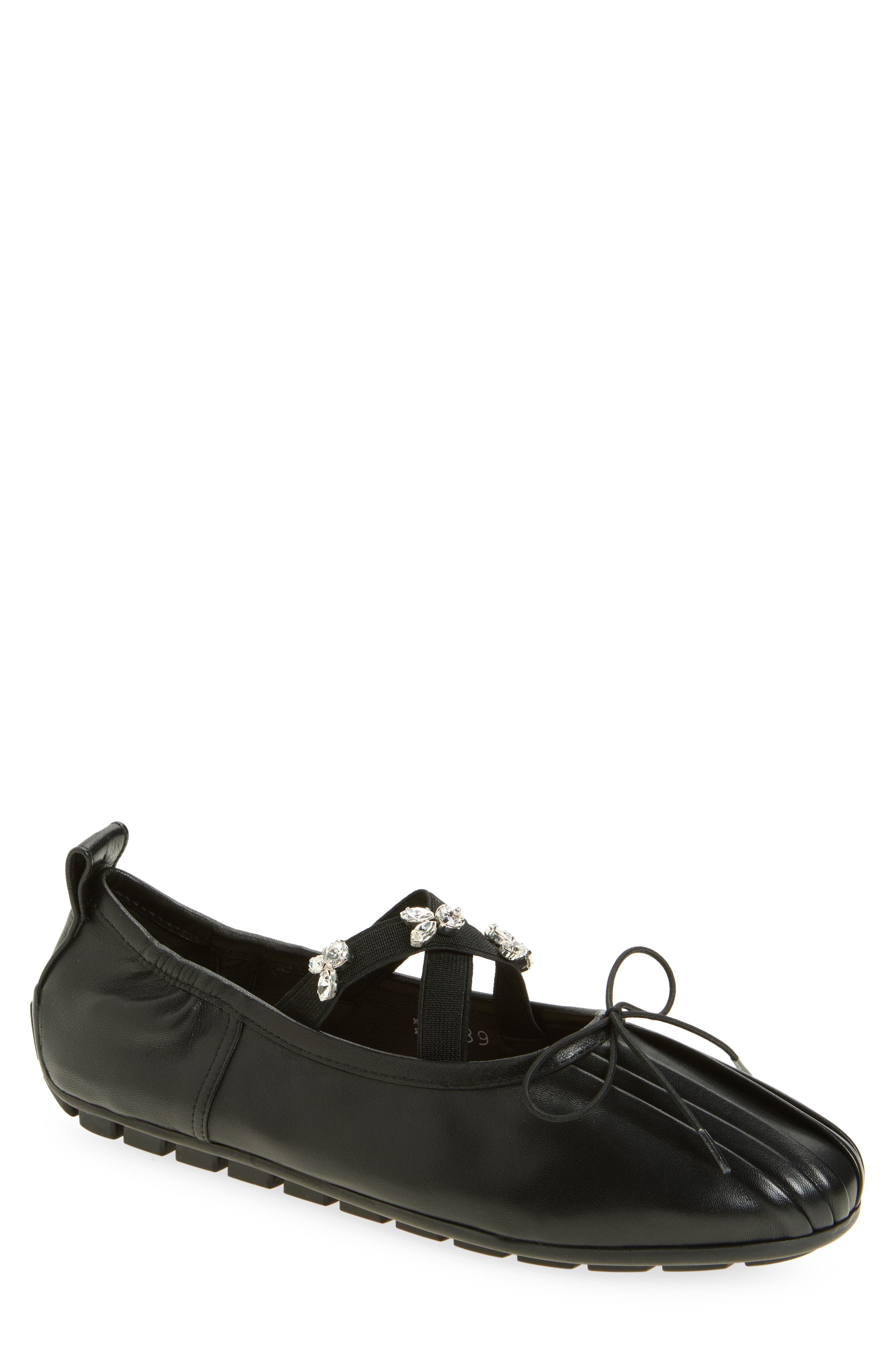 Simone Rocha Crystal Embellished Mary Jane Ballerina Flat in Black/Clear at Nordstrom - 1