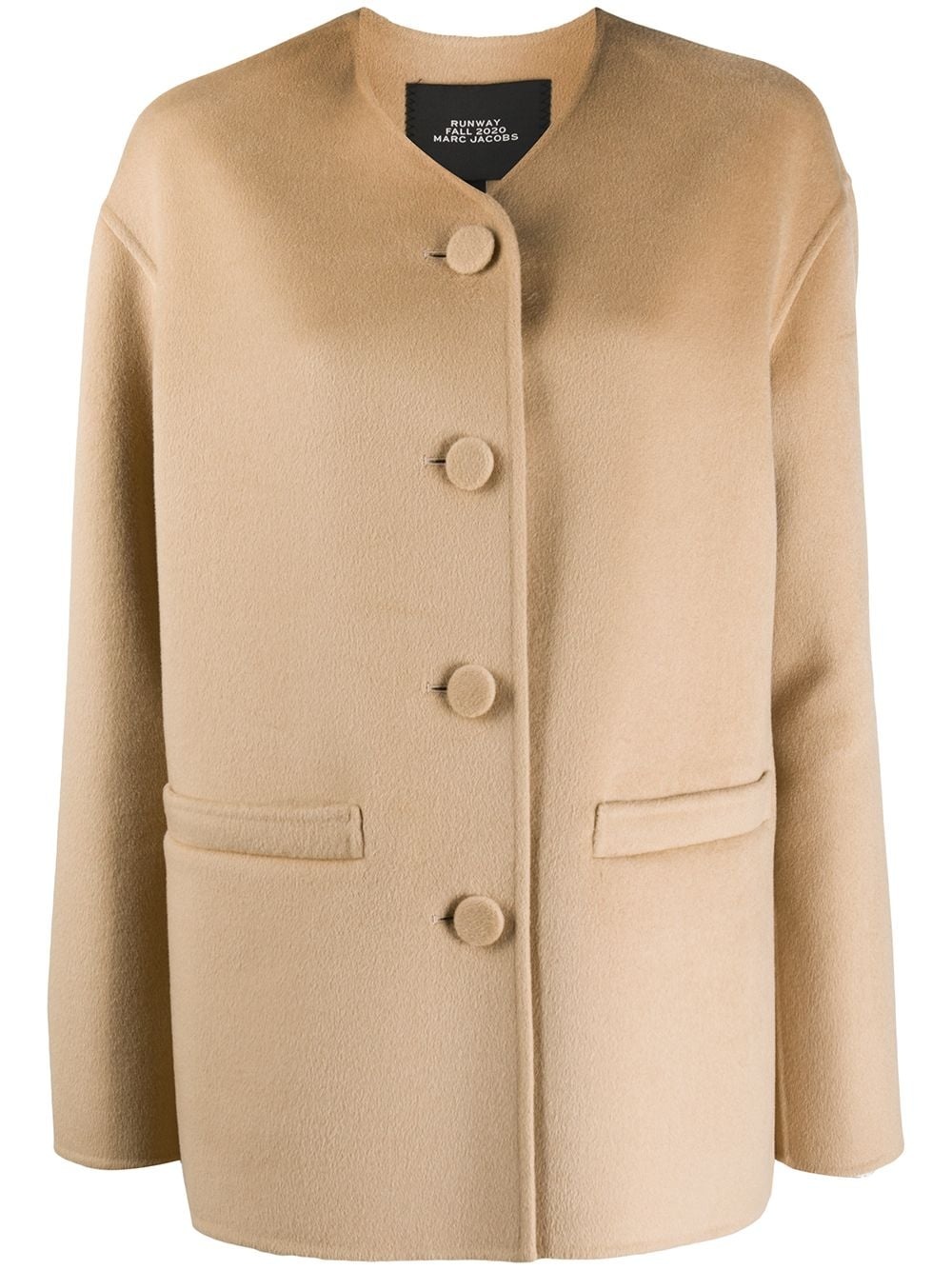 collarless button-through coat - 1