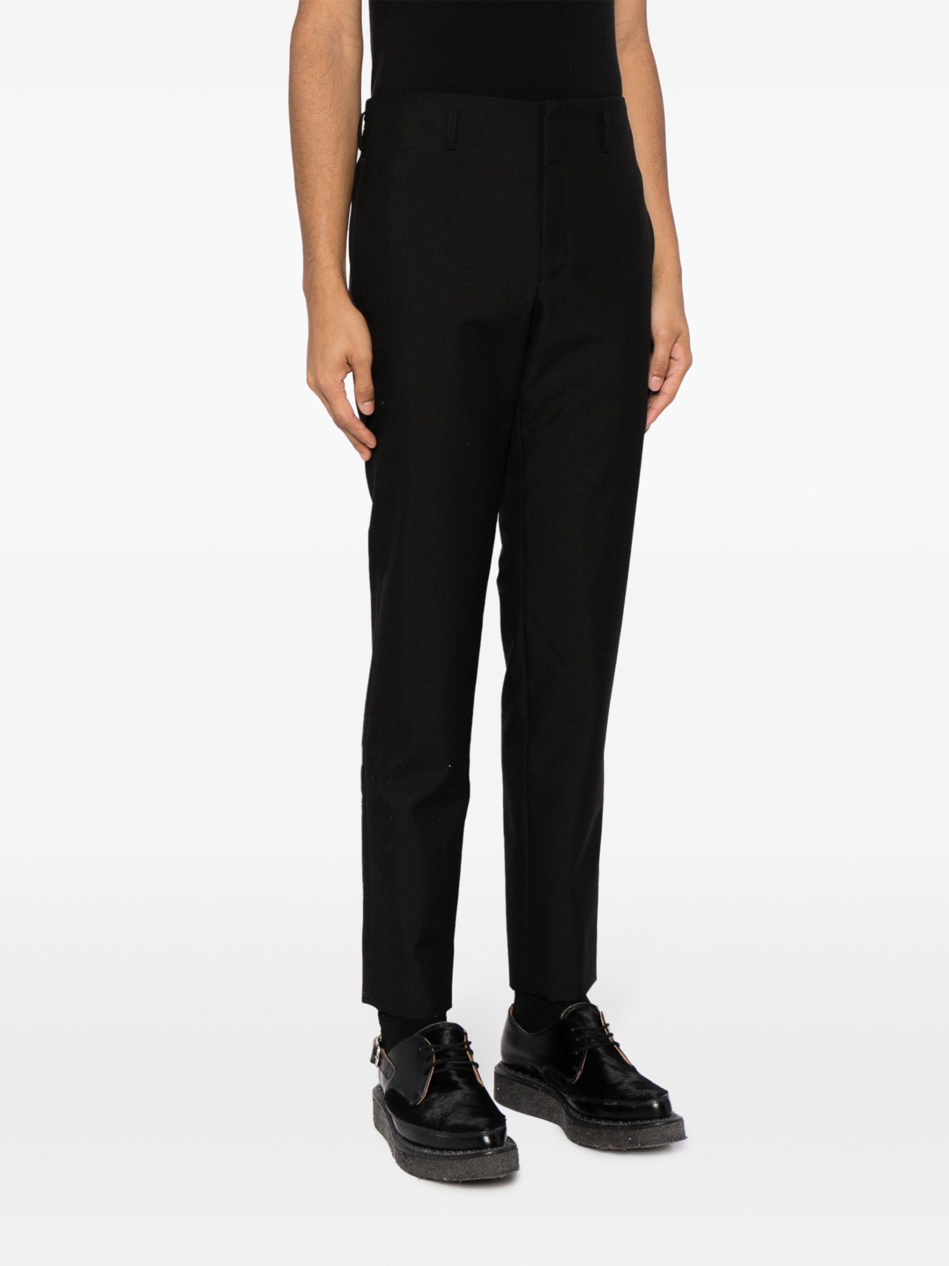 black straight-leg wool trousers - 3