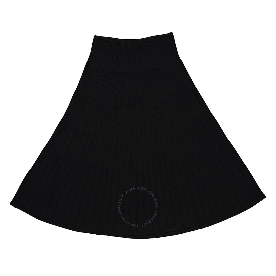 Moschino Ladies Black Leather Detail Pleated Skirt - 2