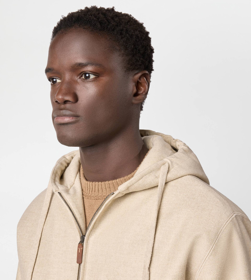 HOODED BOMBER JACKET IN WOOL - BEIGE 5