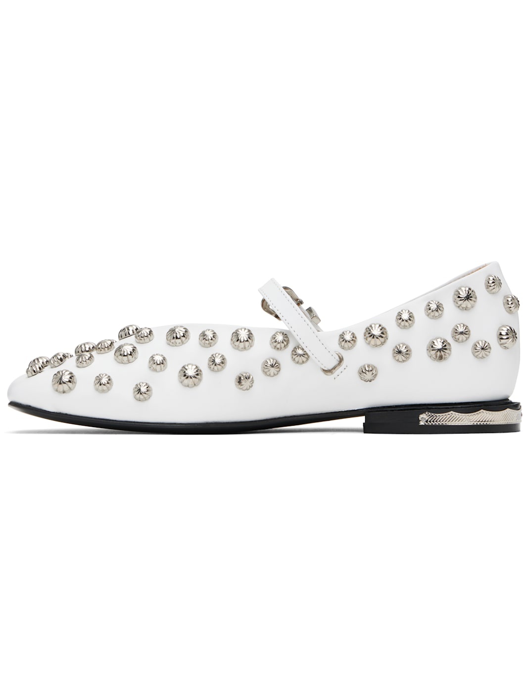 White Polido Ballerina Flats - 3