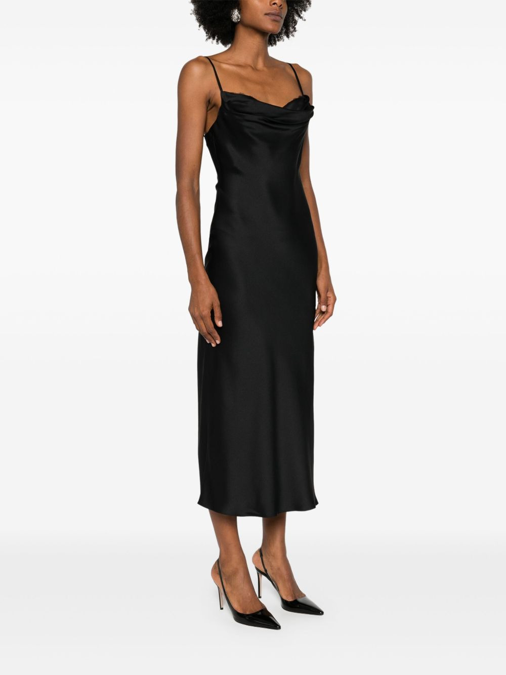 drape-neck midi dress - 3
