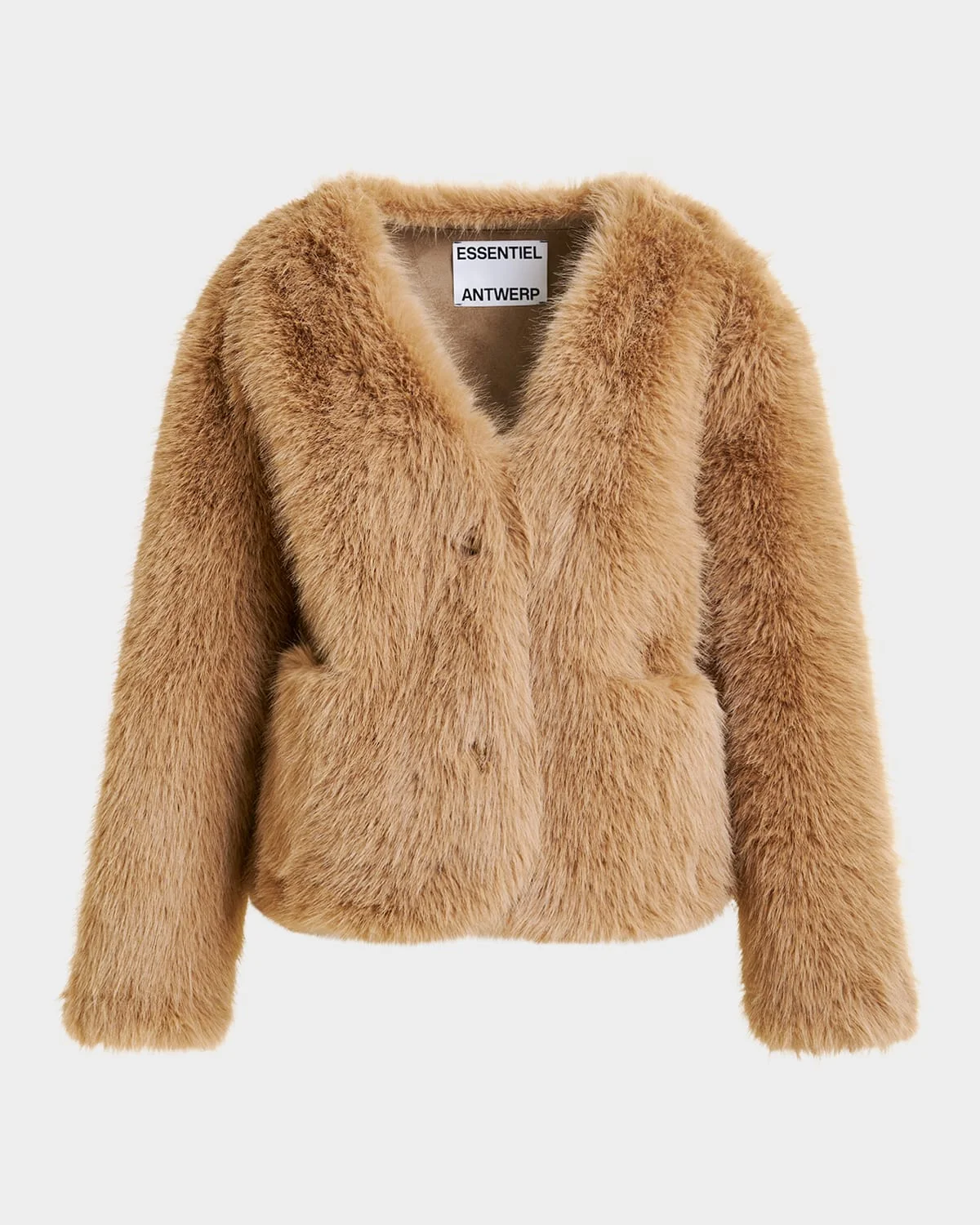 Faux Fur V-Neck Jacket - 1