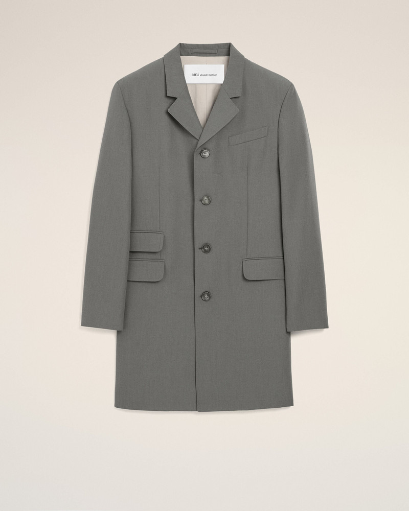 GREY NEW WOOL STRAIGHT SIMPLE BREASTED COAT 1