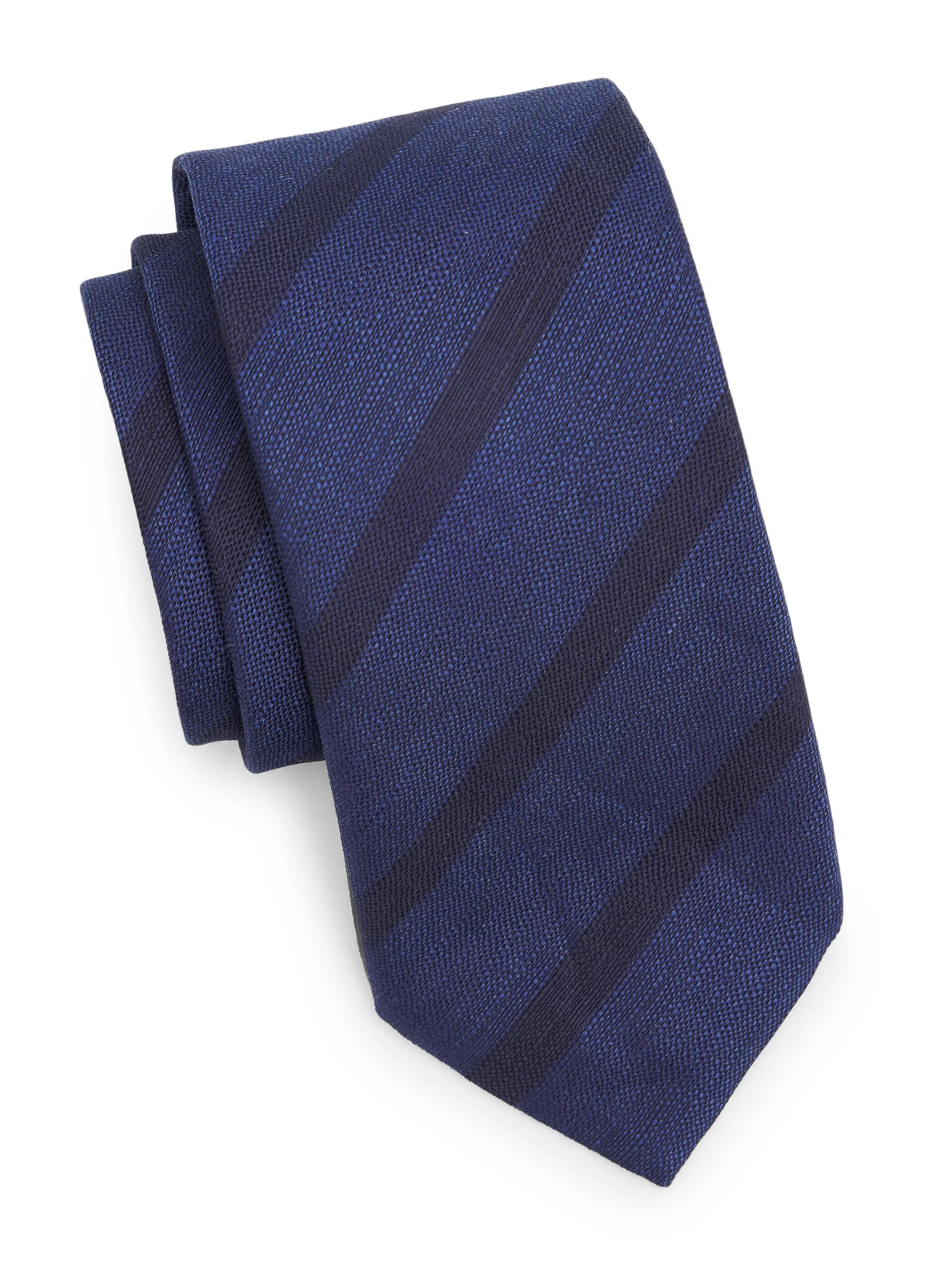 Men's Striped Woven Silk Tie - Blue - 1