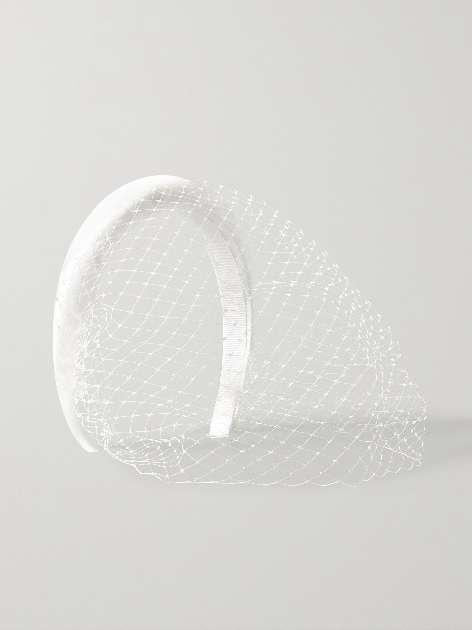 Tori Voilette satin and net headband Cream - 1
