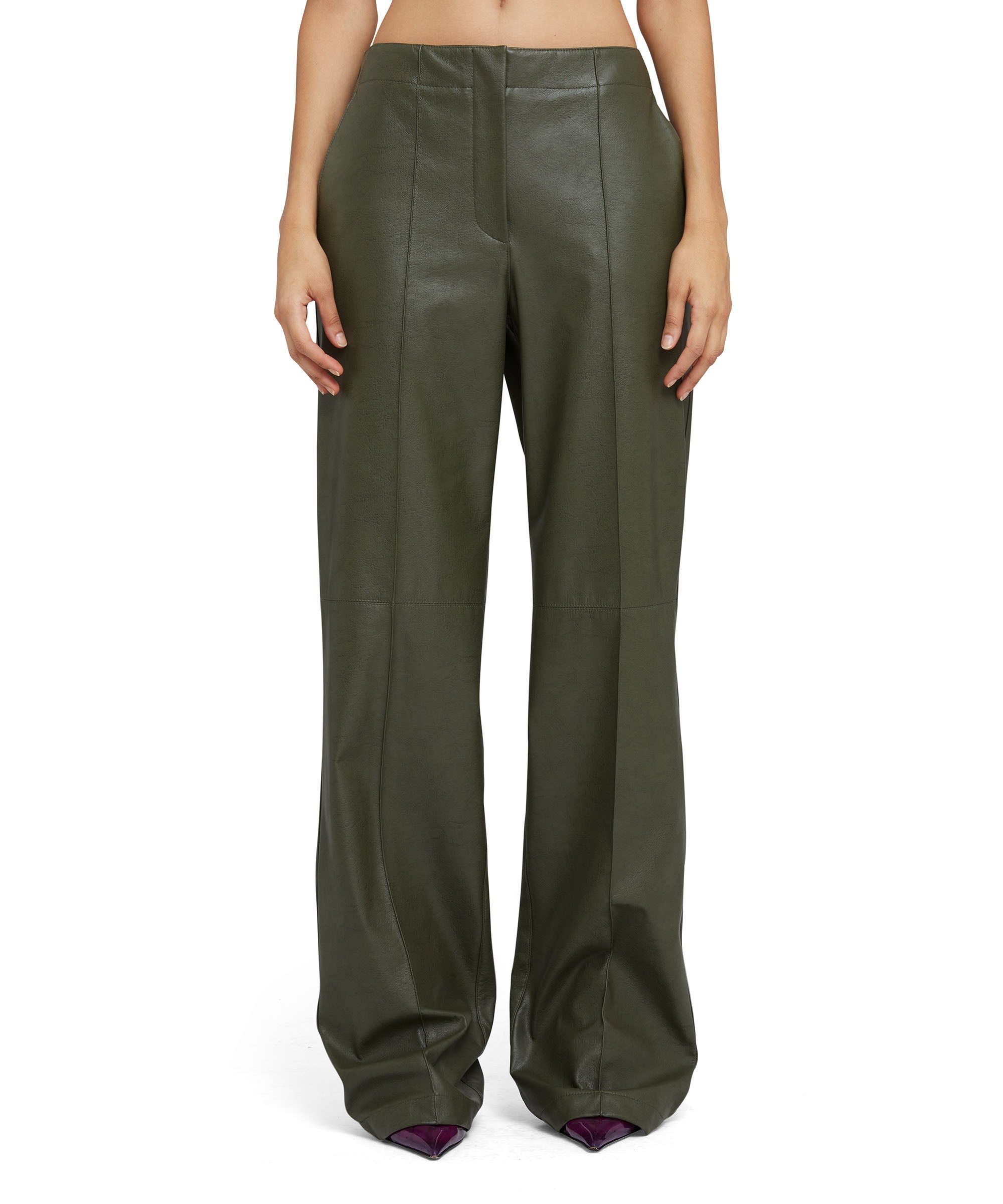 Faux leather tailored pants with straight legs - 2