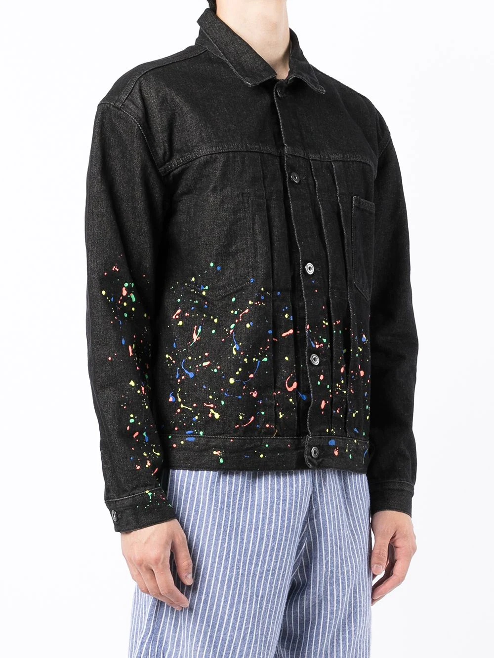 paint-splatter denim jacket - 3