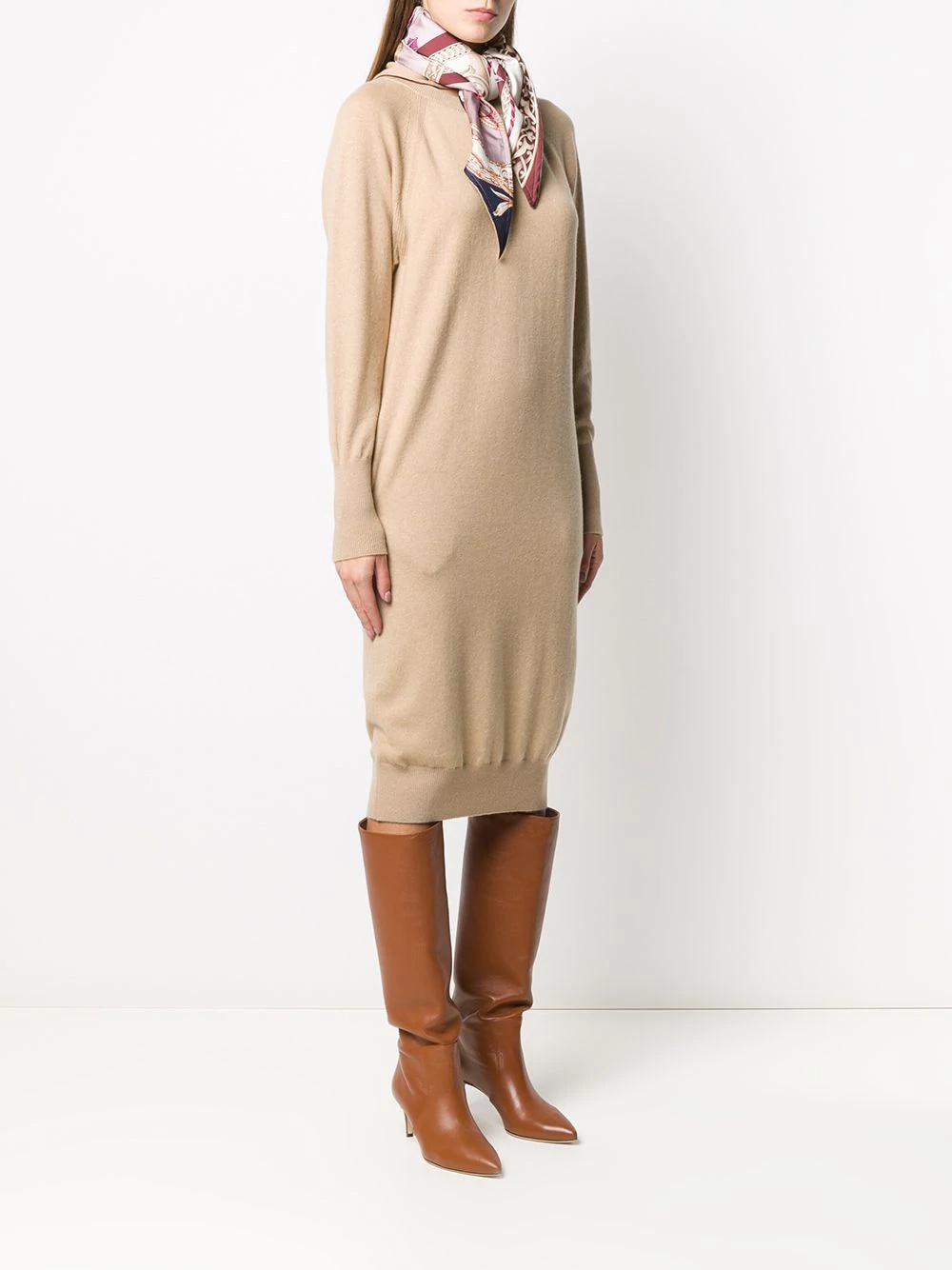 panelled cashmere midi dress - 3