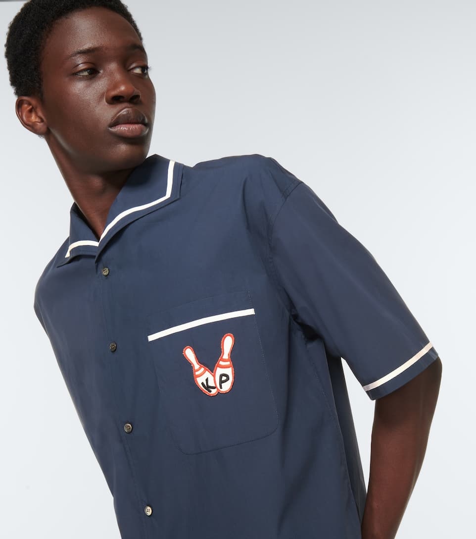 Embroidered cotton bowling shirt - 5