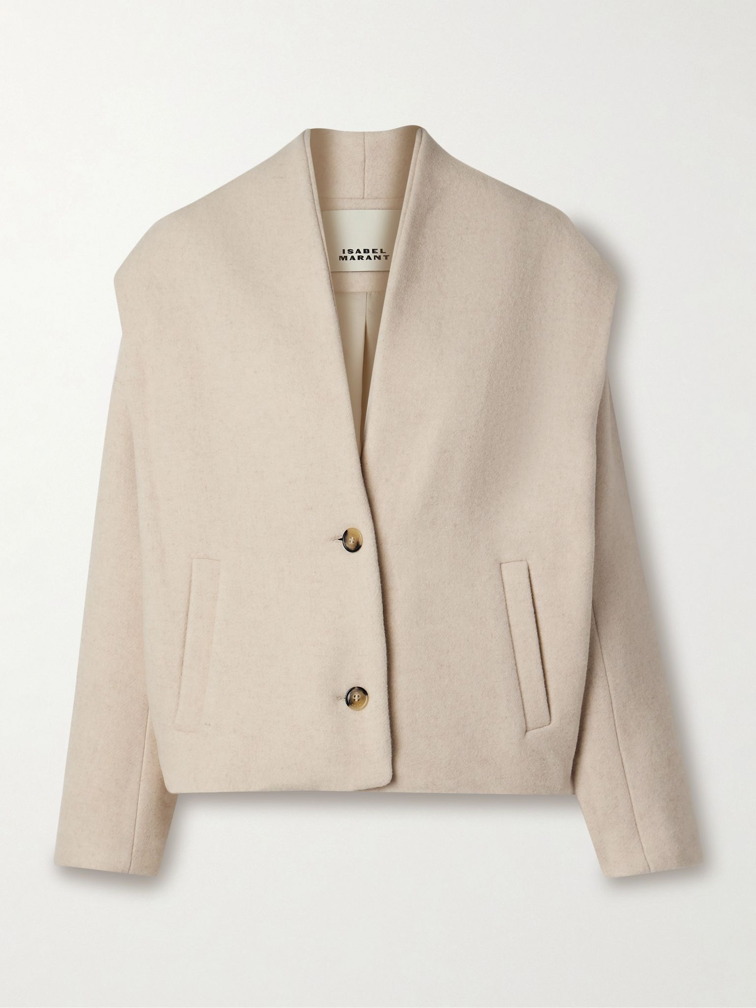 Drogo brushed recycled wool-blend jacket Beige - 1