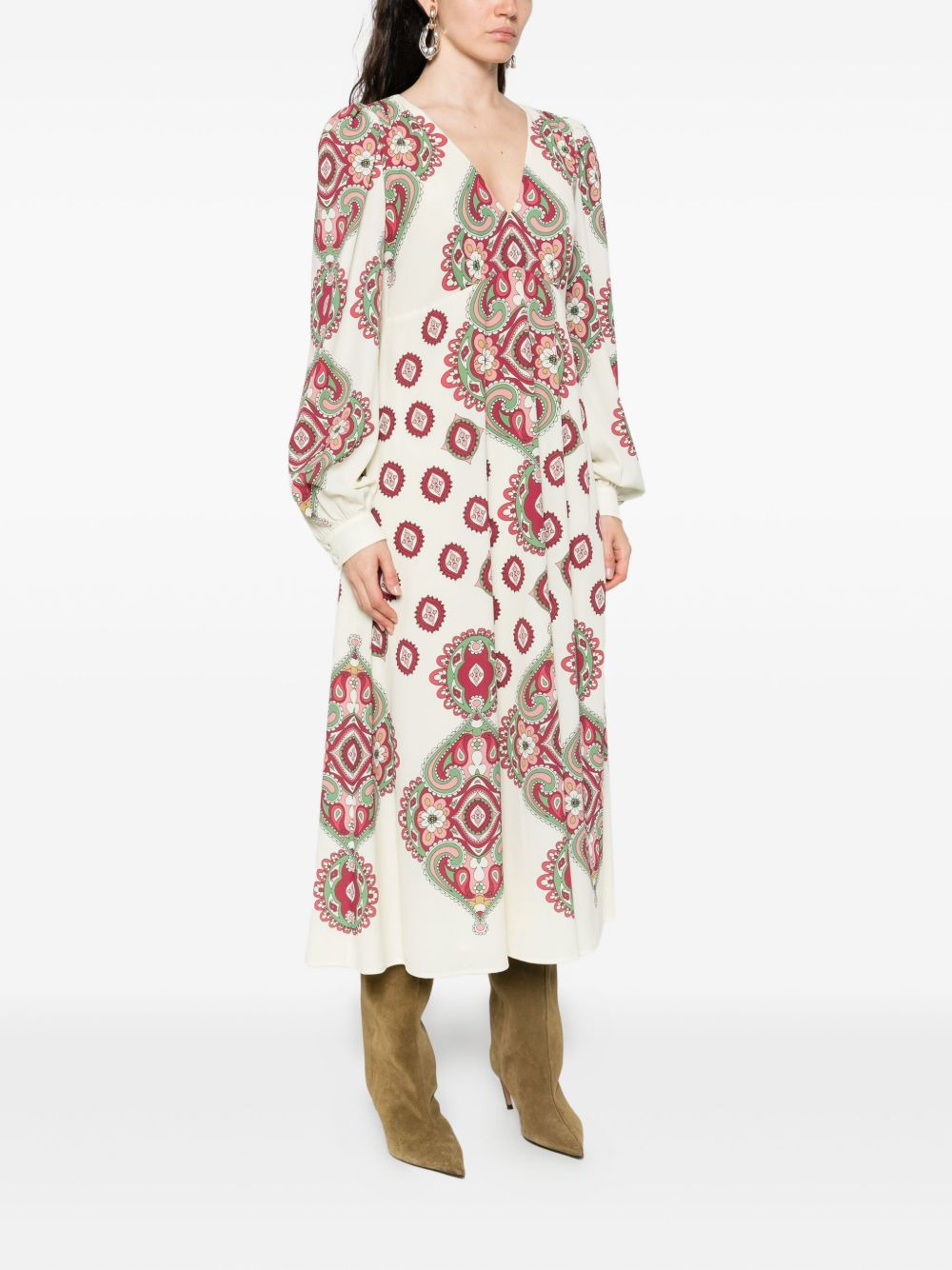 paisley-print long-sleeve dress - 3