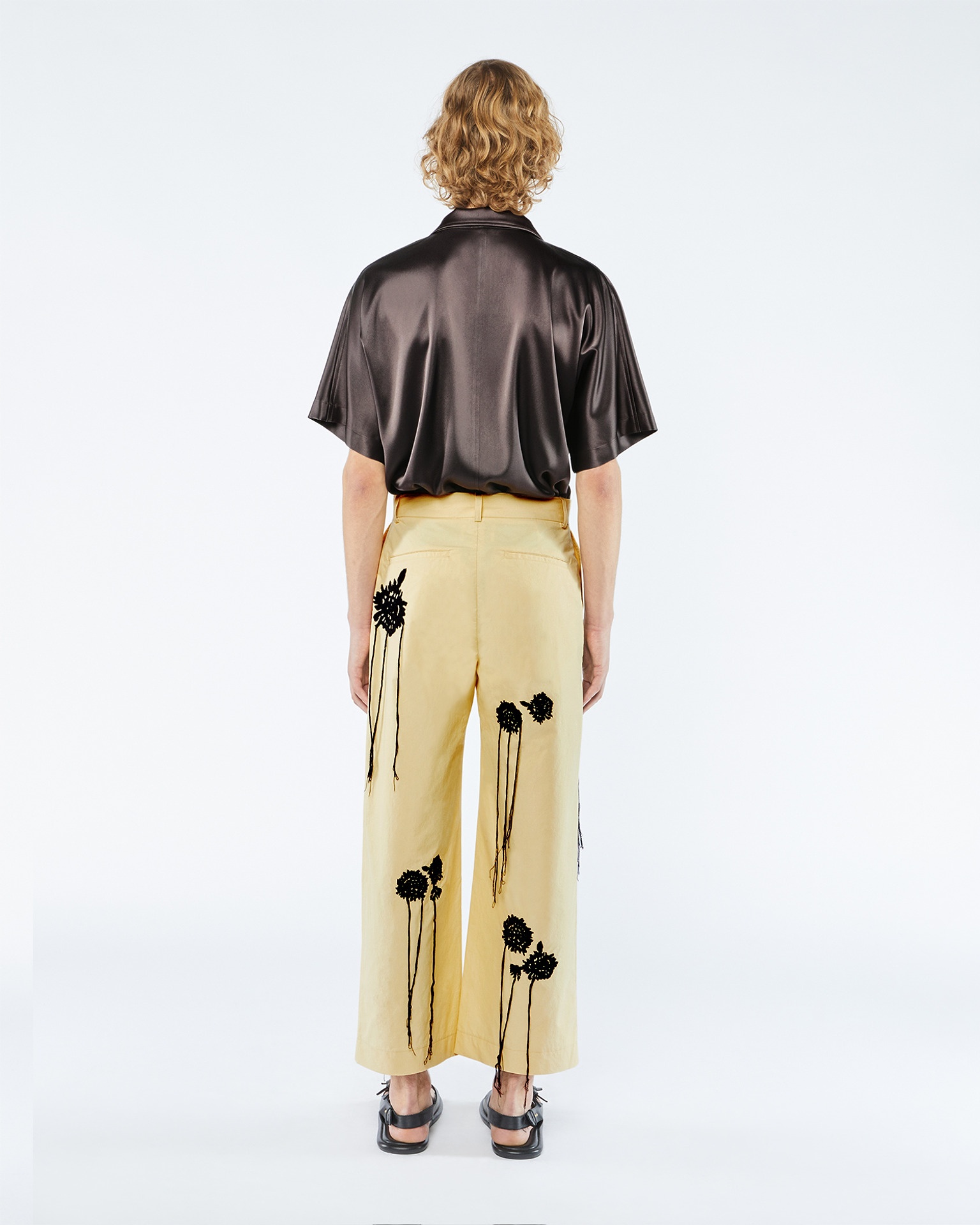 FARIS - Embroidered poplin pants - Vintage creme - 3