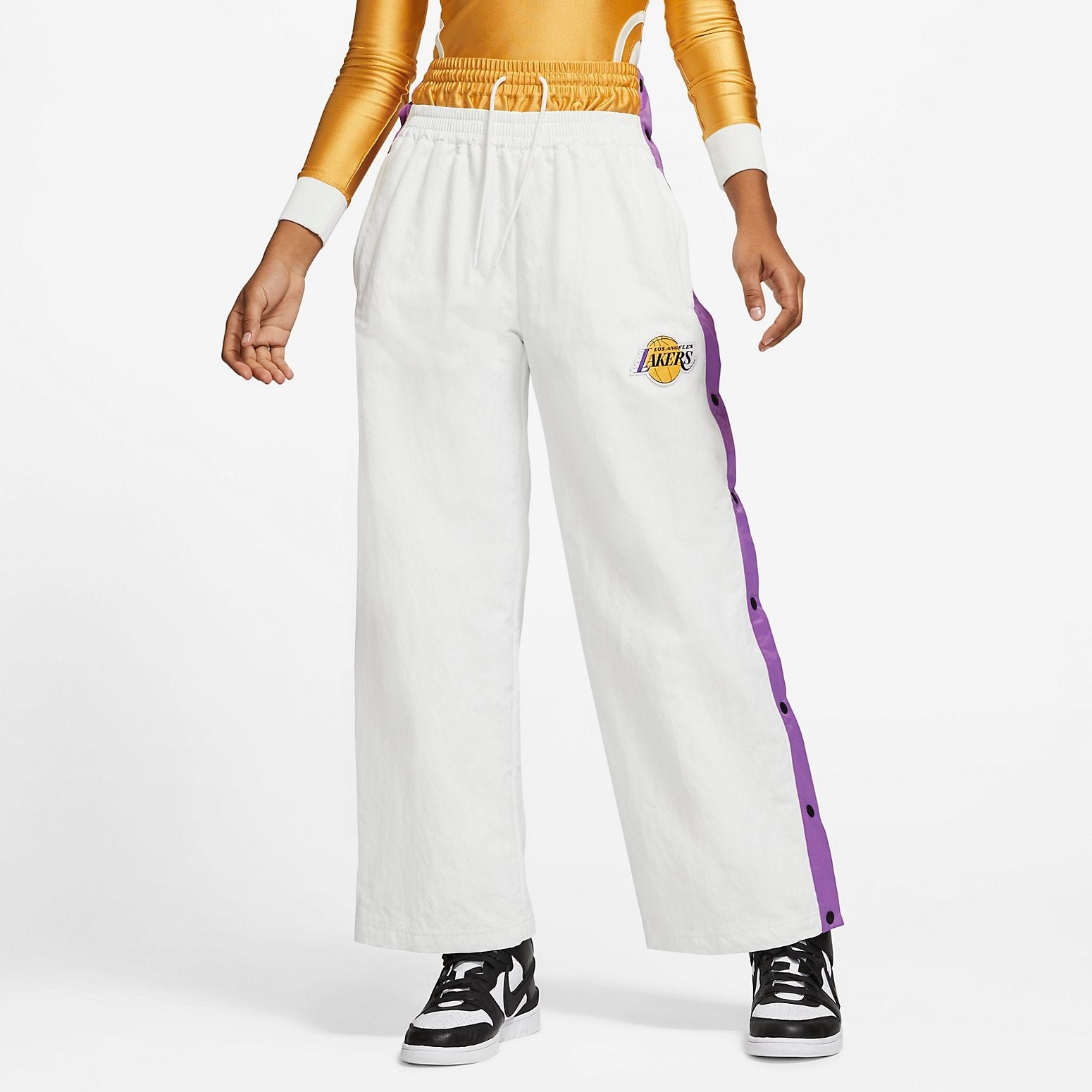 (WMNS) Nike x AMBUSH NBA Collection Tearaway Trousers 'Lakers - White' DB9570-121 - 2