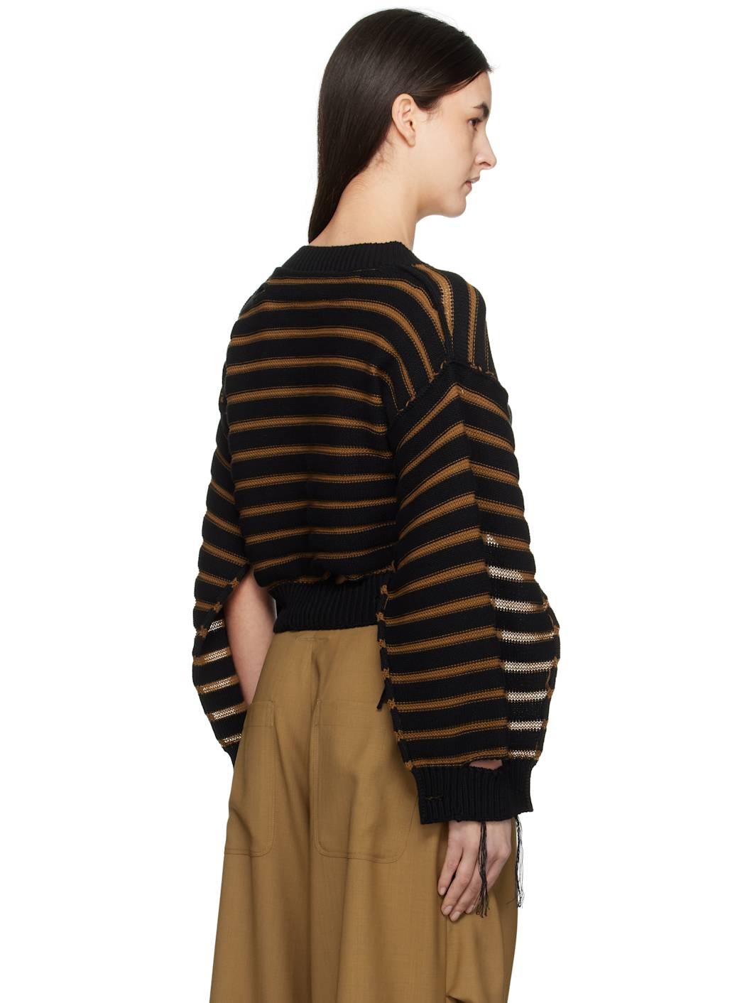Black & Brown V-Neck Cardigan - 3