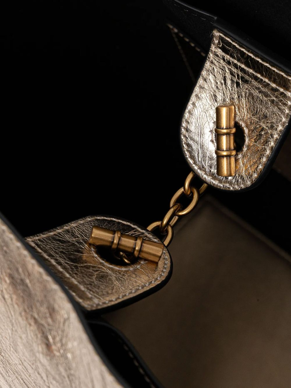 medium metallic-effect leather tote bag - 4