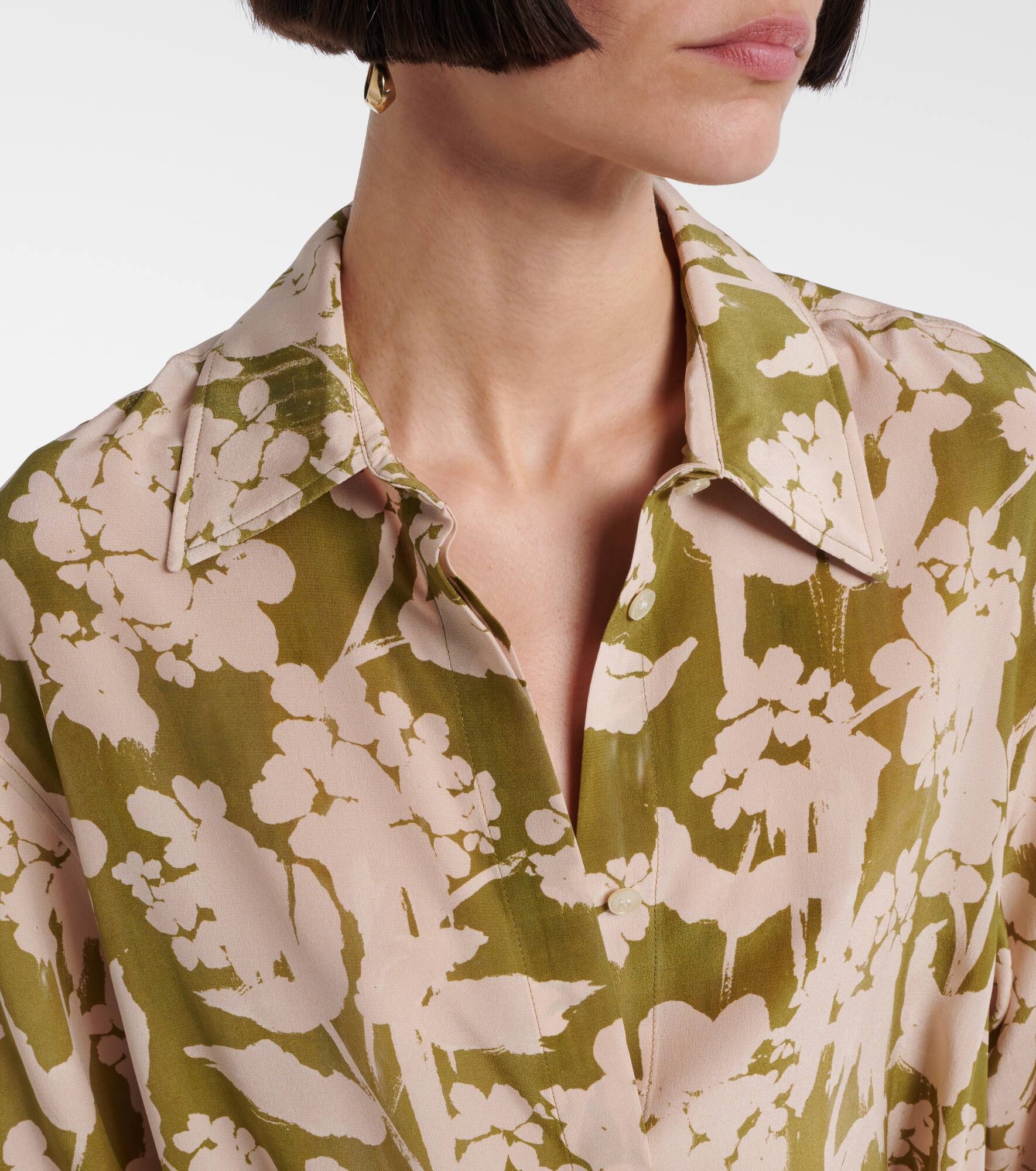 Printed gathered silk blouse - 4