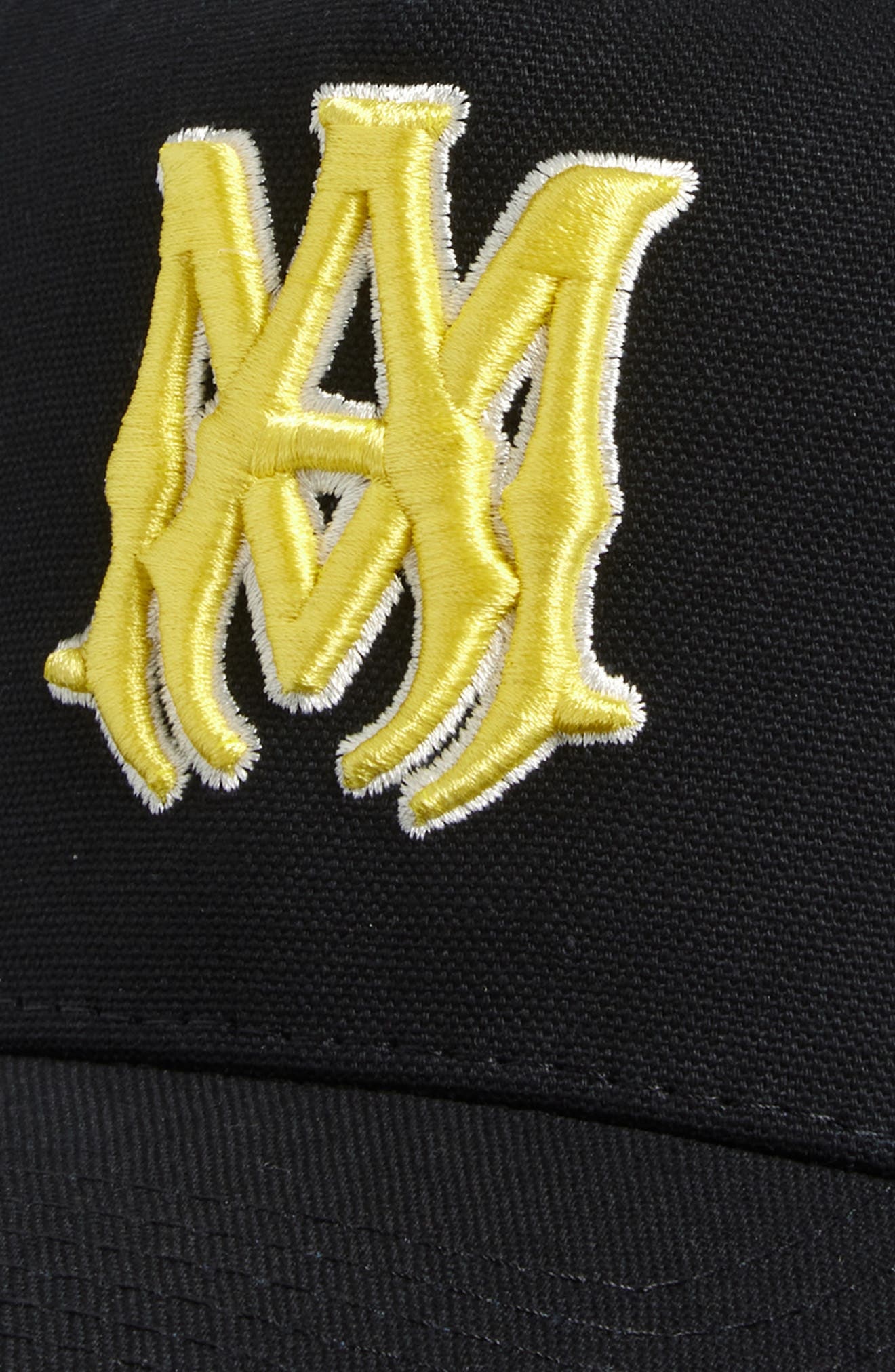 AMIRI MA Outline Logo Cotton Baseball Cap in Black/Yellow at Nordstrom - 3