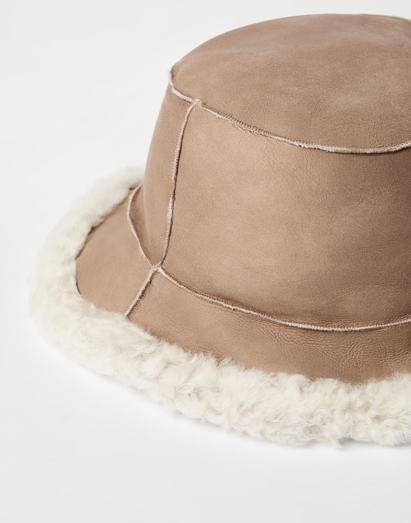 Brunello Cucinelli Fuzzy shearling bucket hat outlook