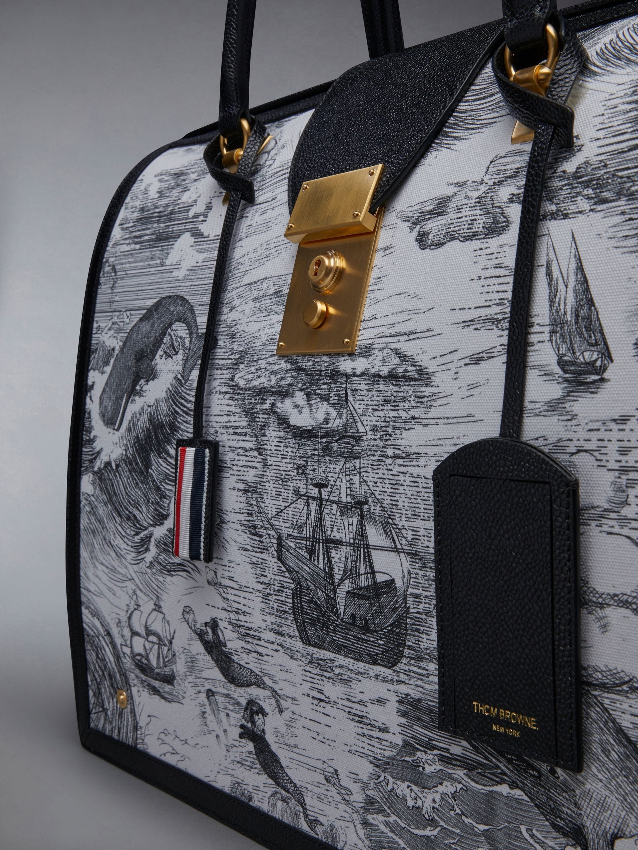 Nautical Toile Canvas Leather Frame Mr. Thom Bag - 5