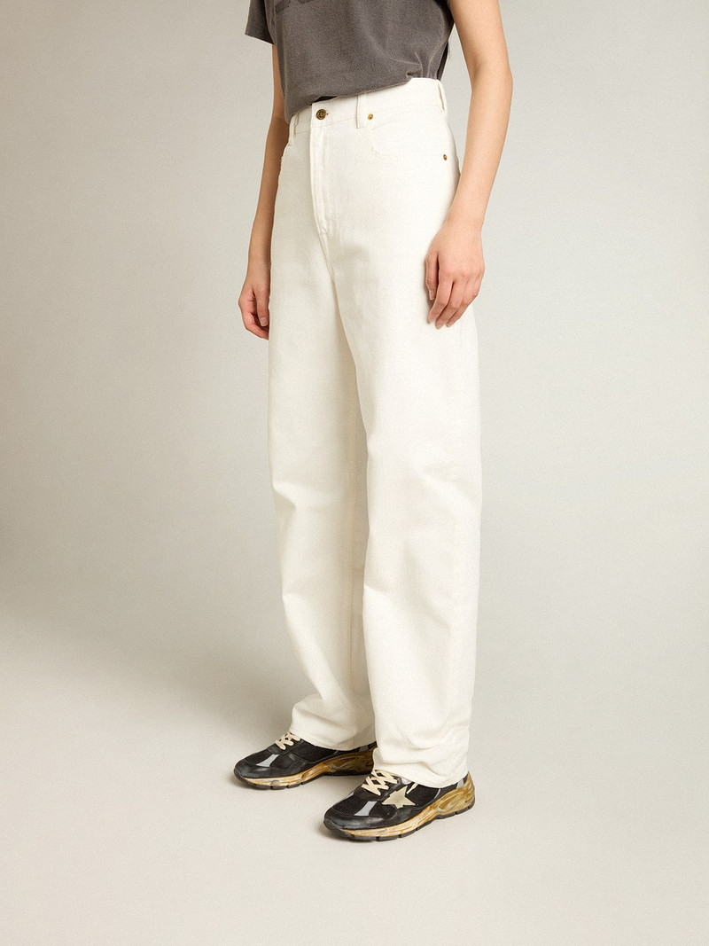 Golden Goose Women's optical white-colored cotton denim pants outlook