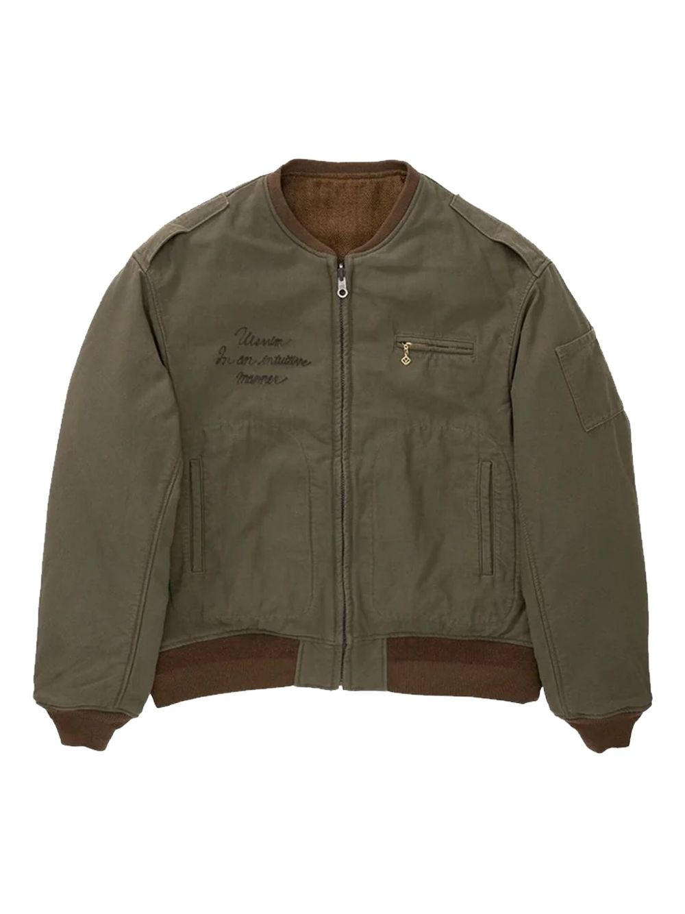 embroidered ribbed bomber jacket - 1