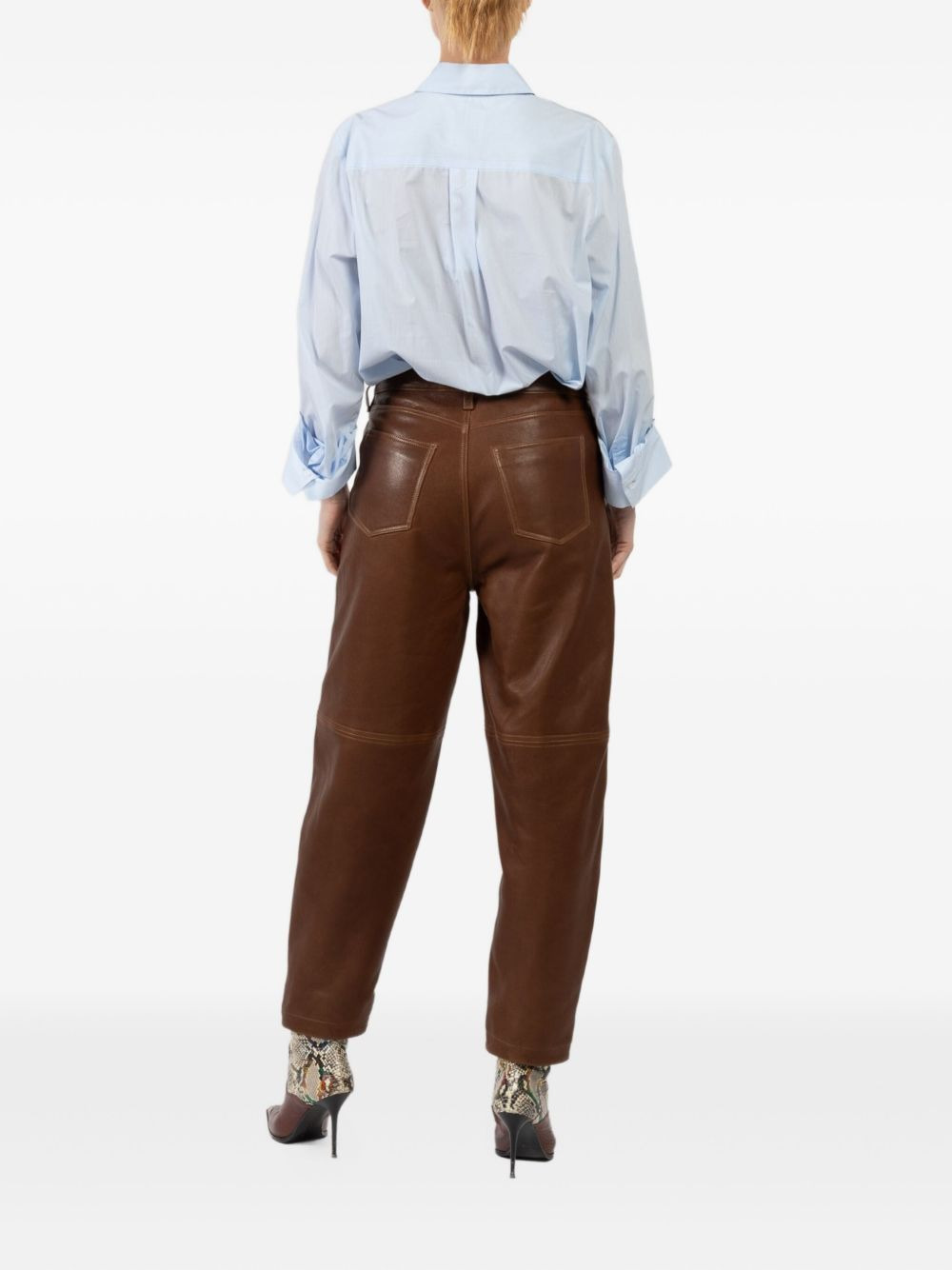 Waldon leather panel trousers - 4