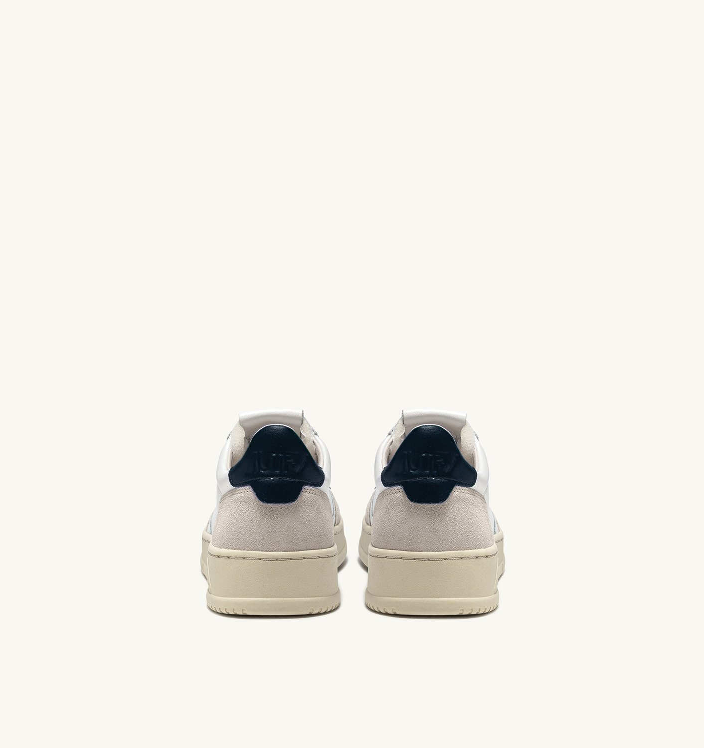 MEDALIST LOW SNEAKERS IN WHITE AND BLUE LEATHER AND BEIGE SUEDE - 3