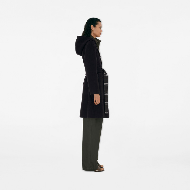 Reversible Wool Hooded Wrap Coat 4