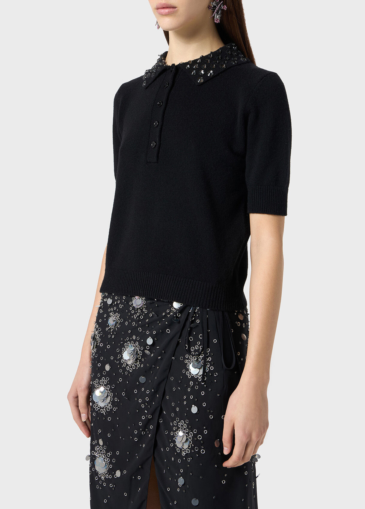 WOOL POLO SHIRT WITH GEM EMBROIDERY - 4