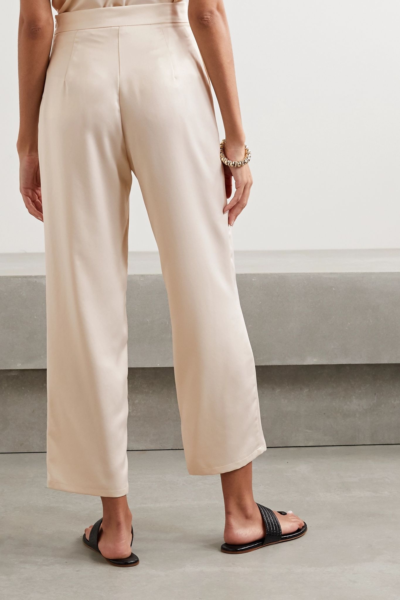 Leisure washed-satin straight-leg pants  - 3