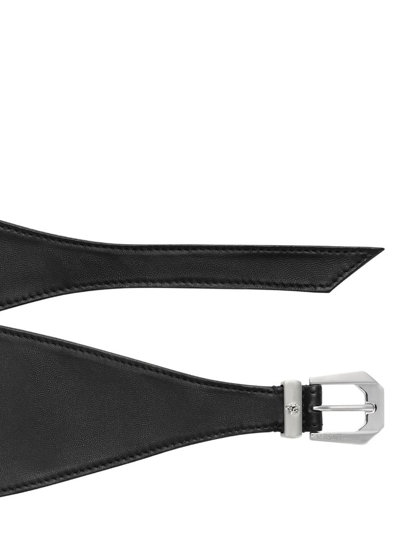 VERSACE knotted leather wide belt outlook