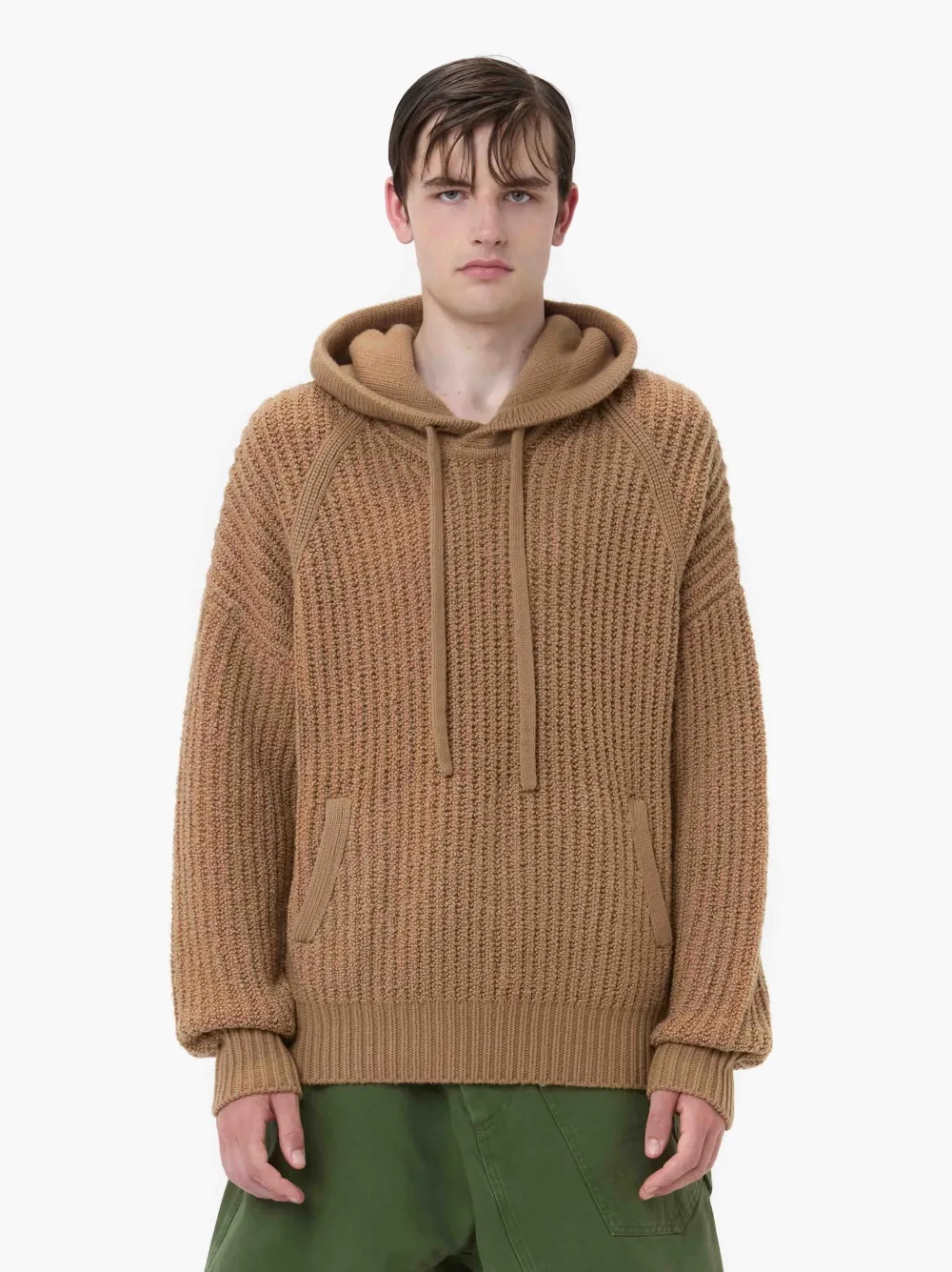 【J W ANDERSON】Textured Hoodie Oatmeal JW Anderson Men's Pol Thistle Embroidery Hoodie in Oatmeal