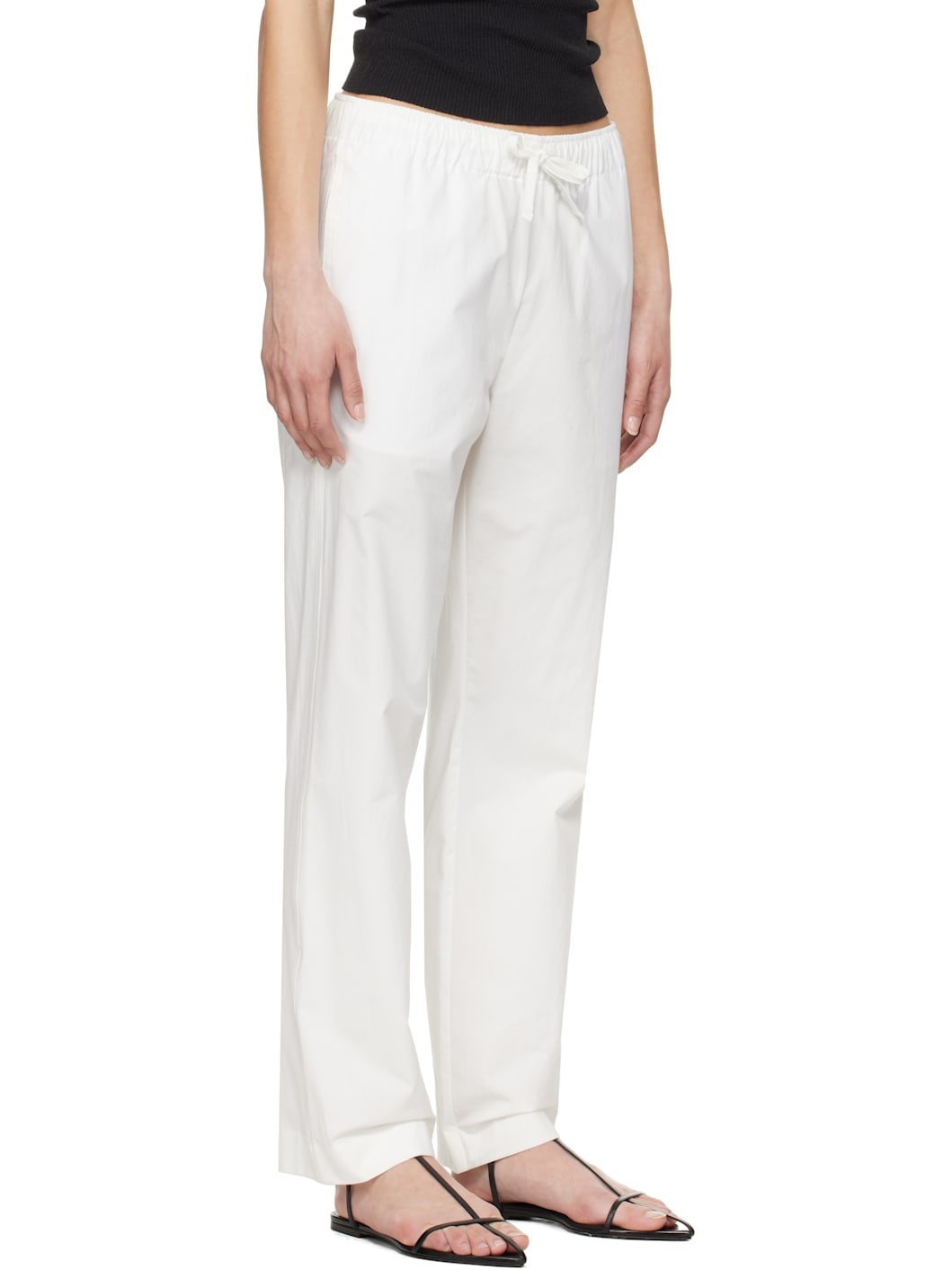 White Cotton Drawstring Trousers - 2
