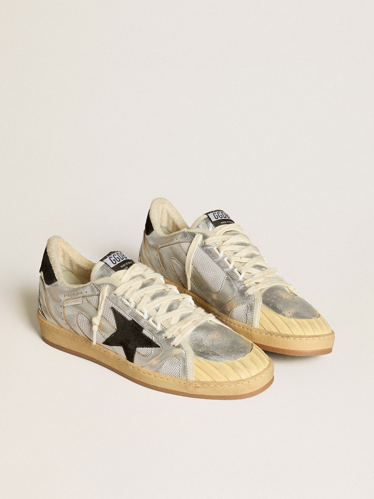 Ball Star LAB in silver leather with black suede star and heel tab - 2