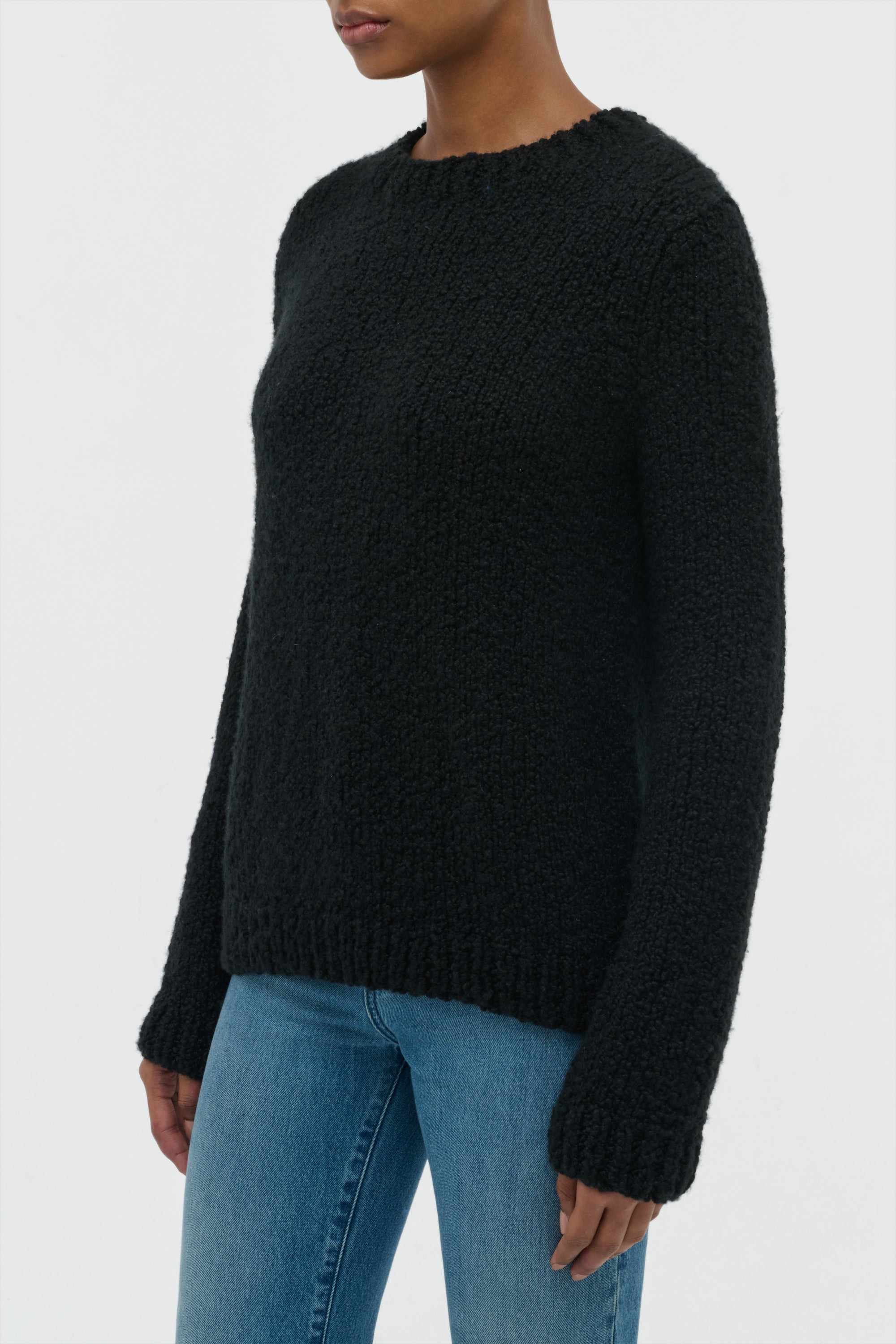 Typhon Knit Sweater in Black Cashmere Boucle - 3