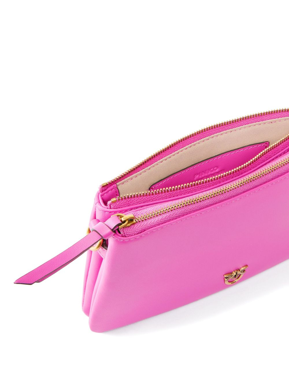 leather with love birds logo shoulder bag - 4