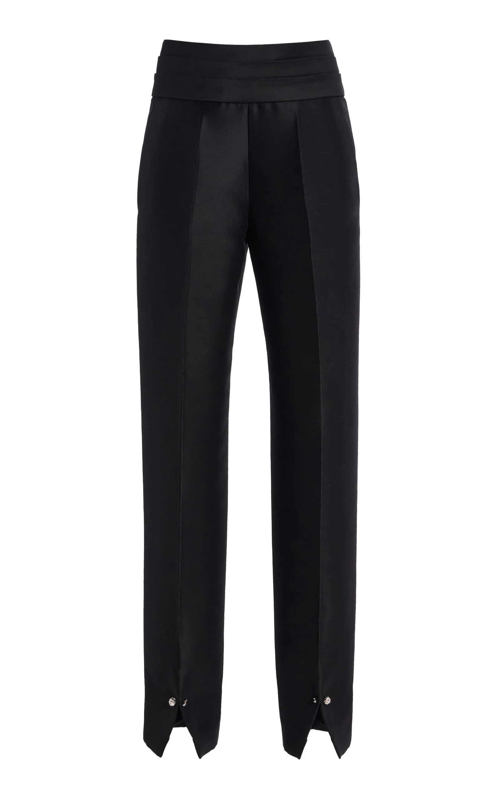 The Beatrix Cufflink-Detailed Wool-Silk Straight-Leg Pants black - 1