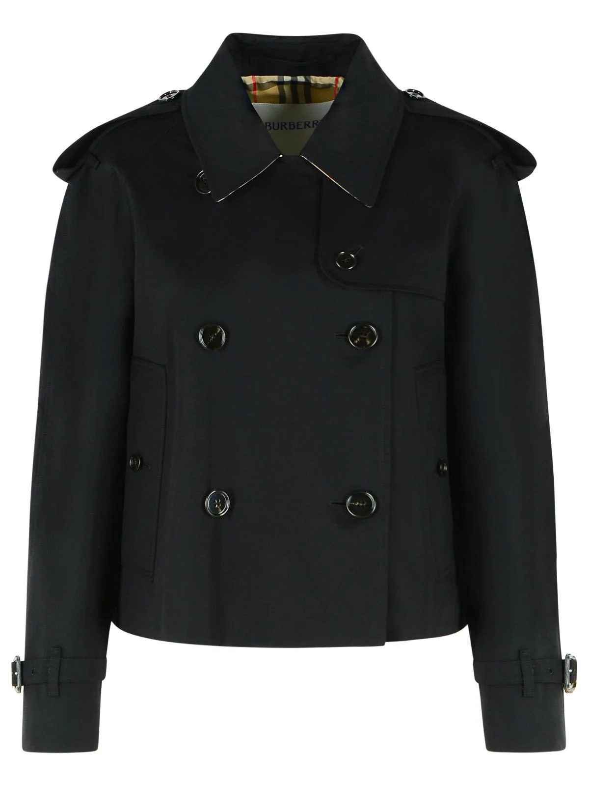 Burberry Black Cotton Gabardine Trench Coat Jacket Women - 1
