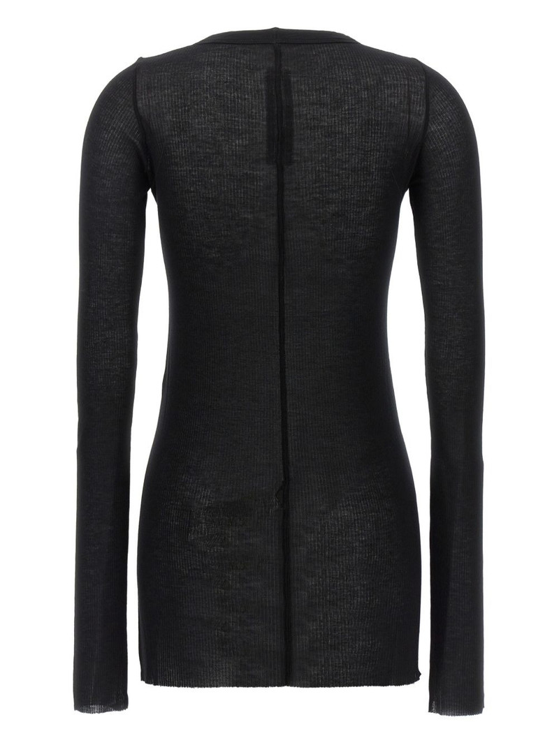 Rick Owens ribbed raw-cut detail T-shirt outlook