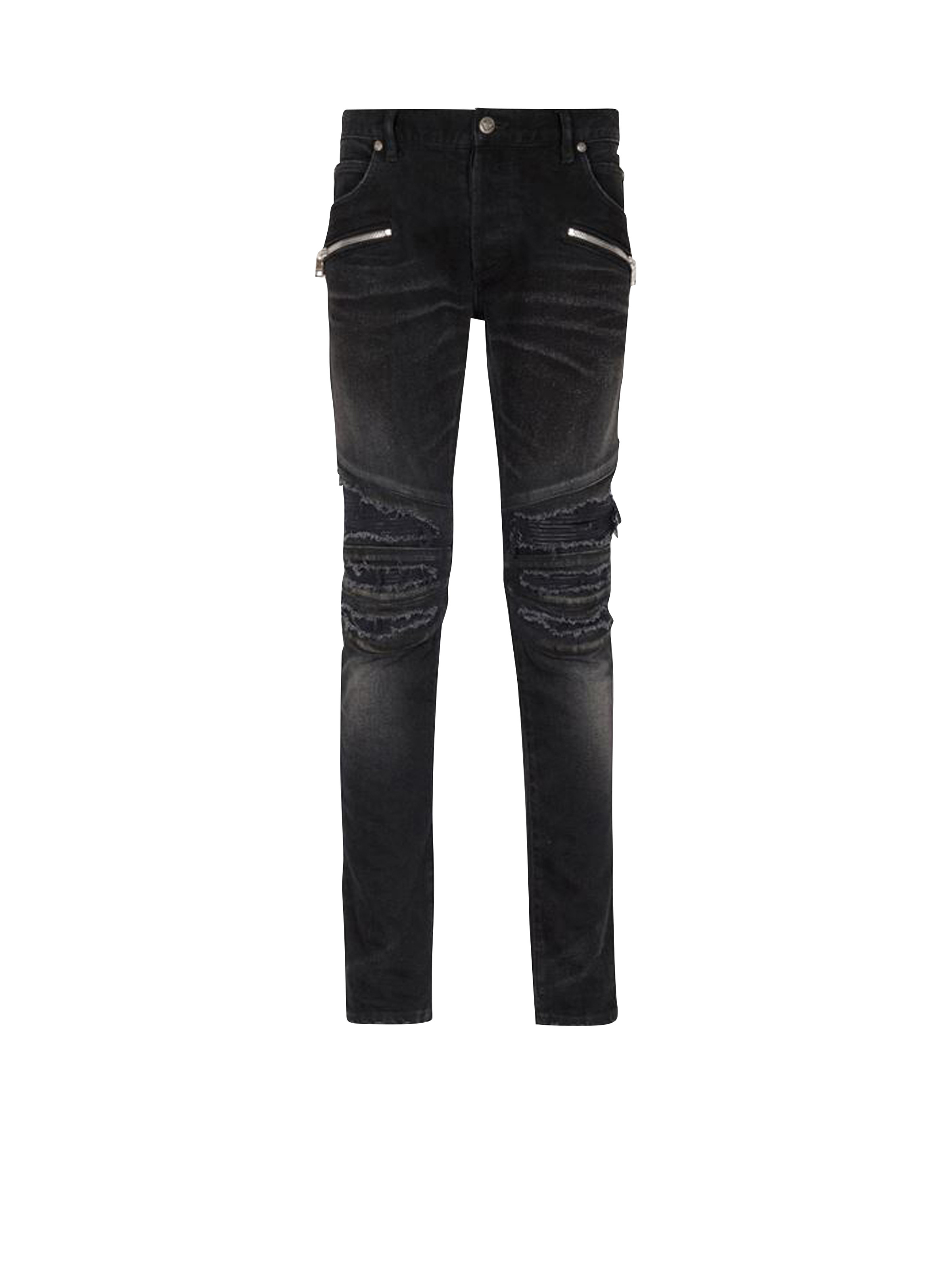 Slim cut ripped cotton jeans - 1