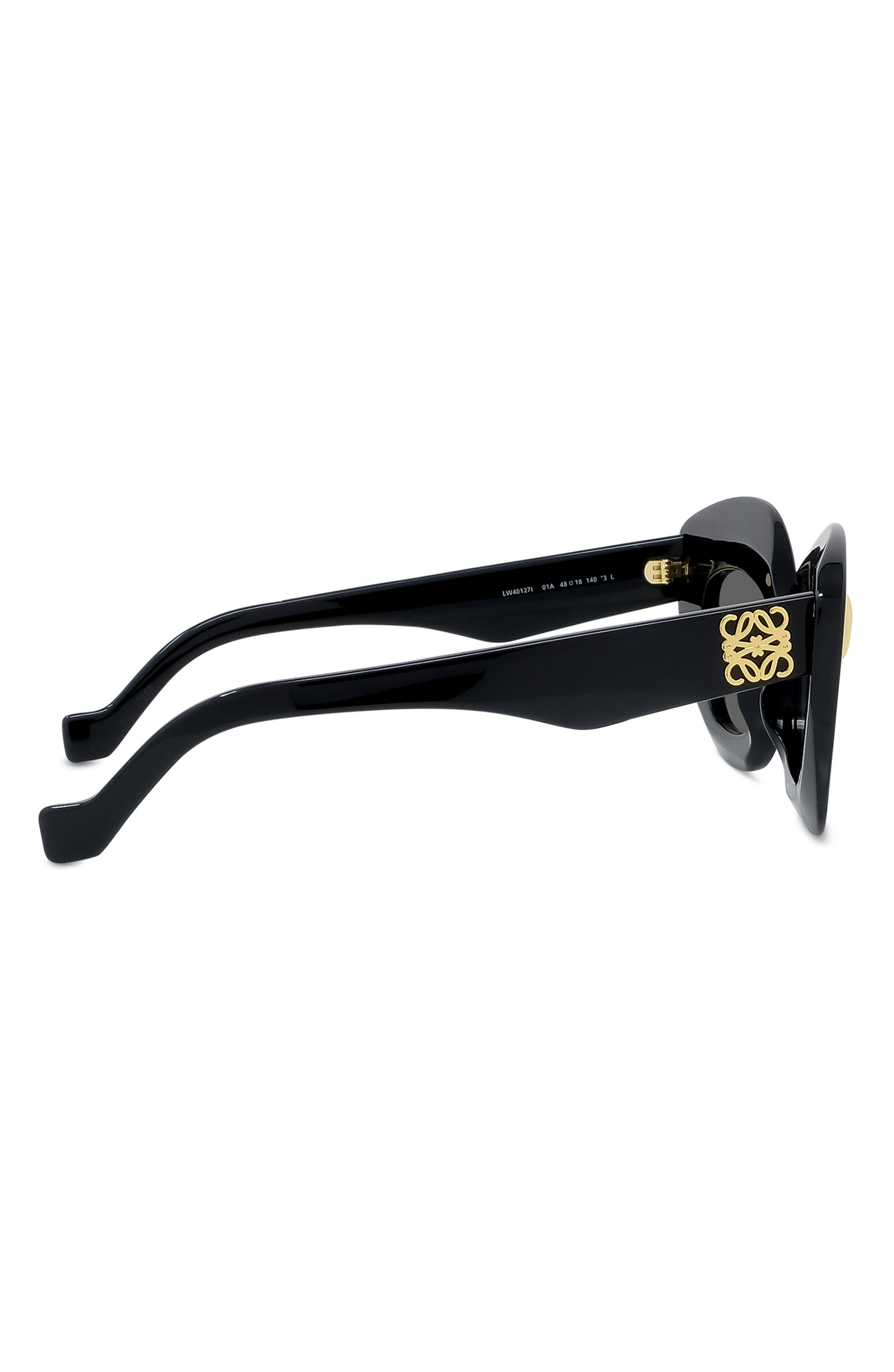 Loewe Anagram 48mm Small Cat Eye Sunglasses in Black /Smoke at Nordstrom - 5