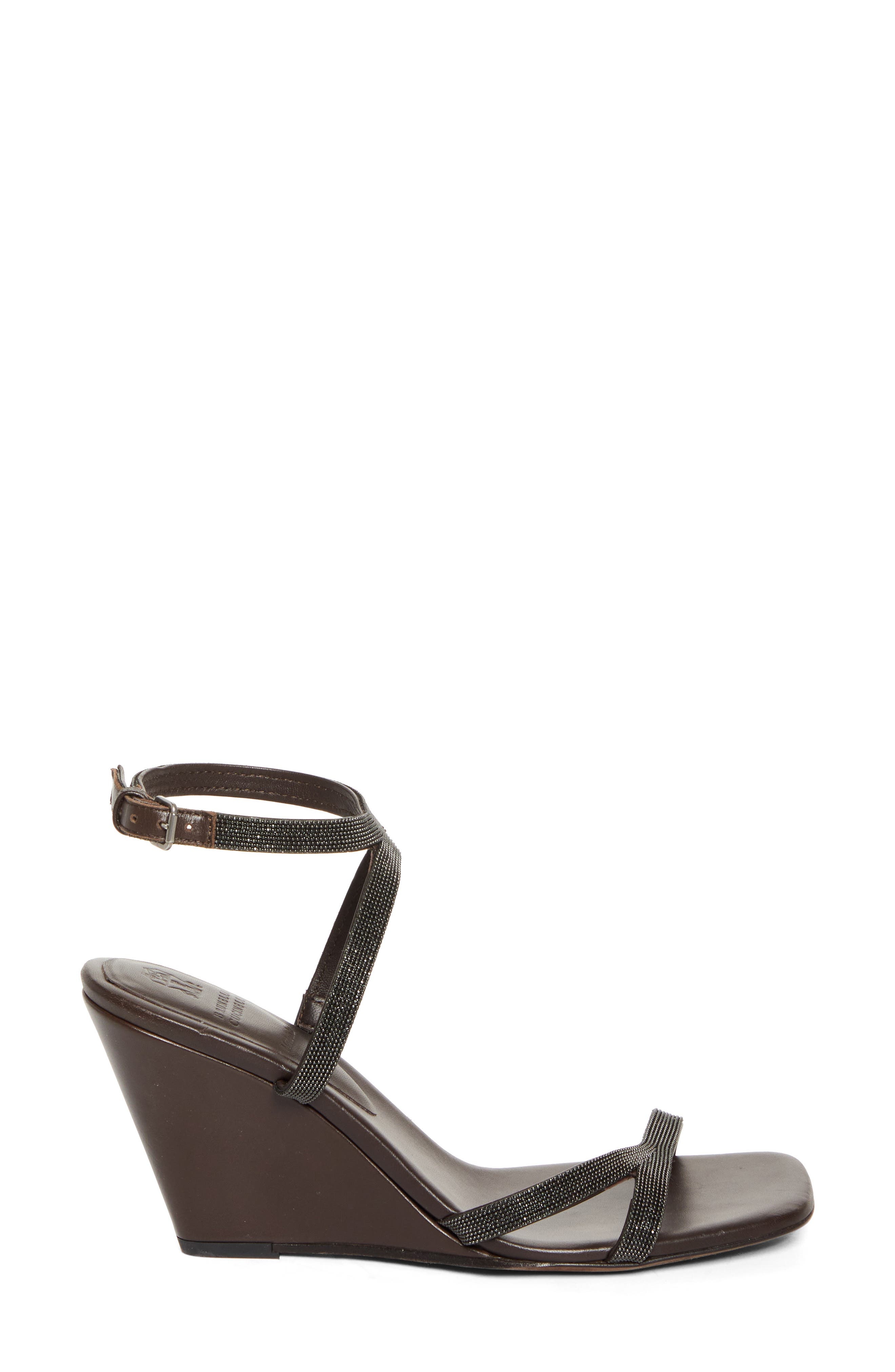 Brunello Cucinelli Monili Strap Wedge Sandal in Testa Moro at Nordstrom - 3