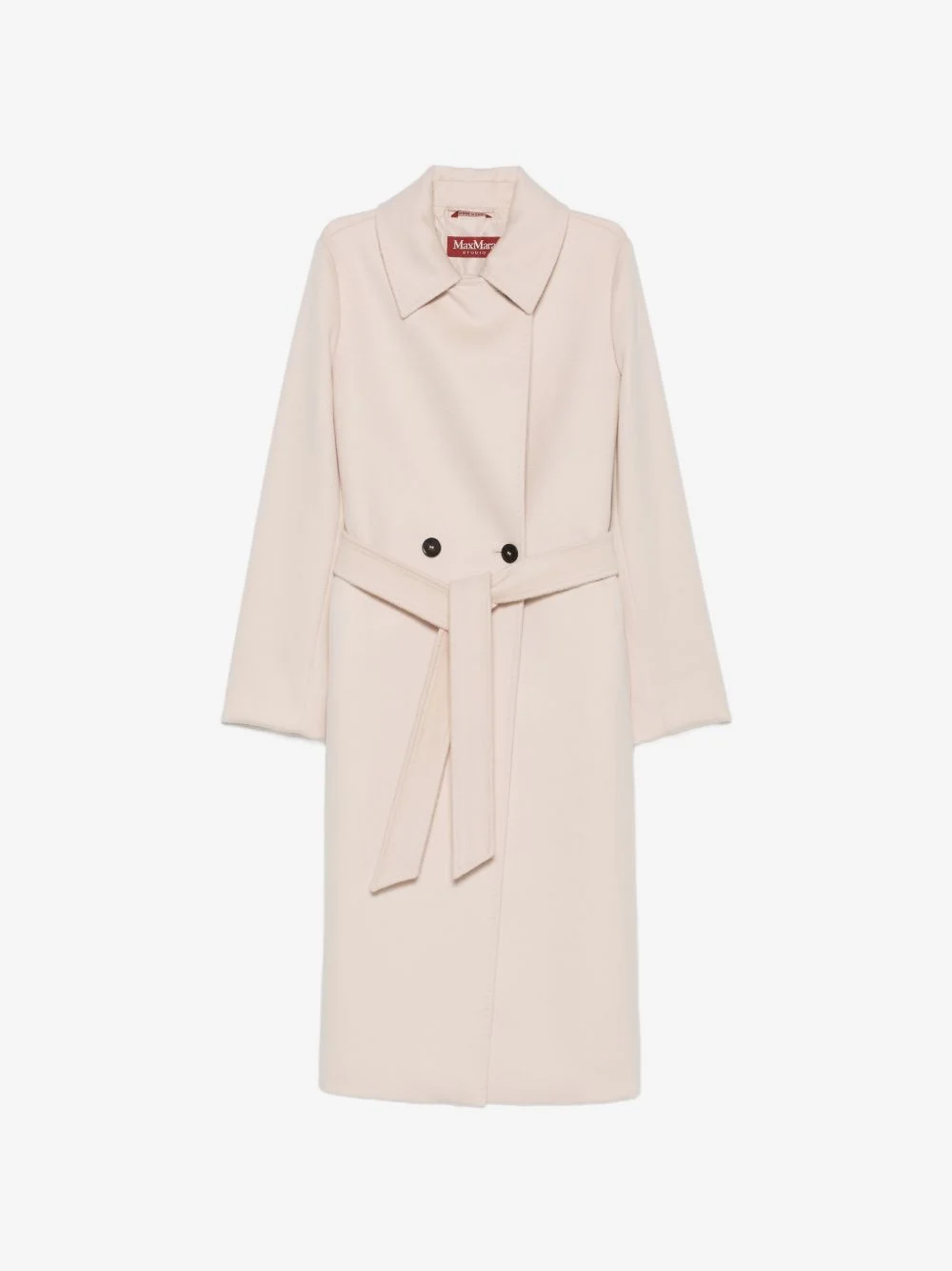 belted button-fastening coat - 1
