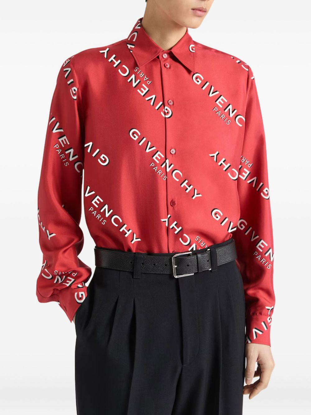 LOGO-PRINT SILK SHIRT - 2