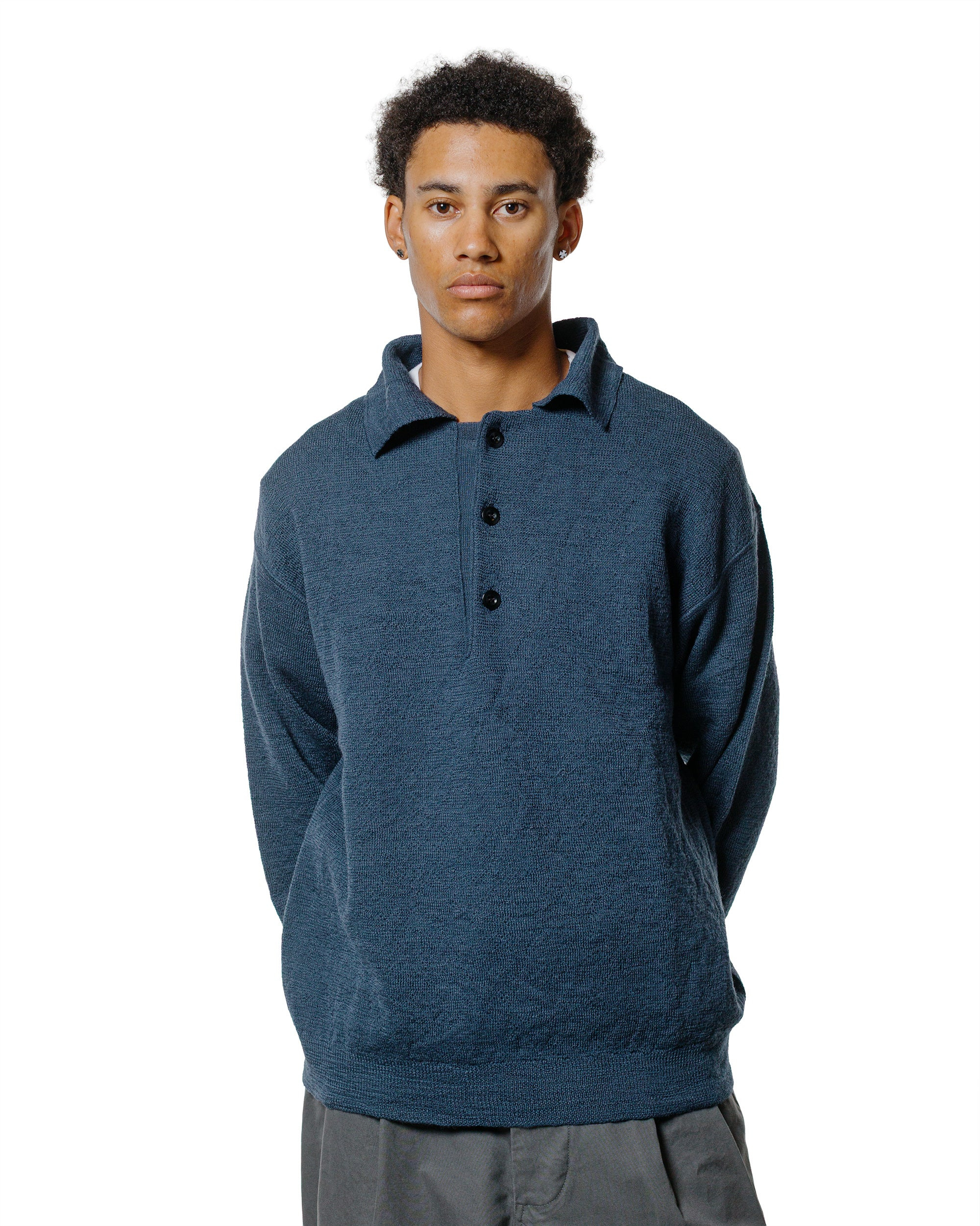 MHL Oversized Knitted Polo Dry Wool Uniform Blue - 2