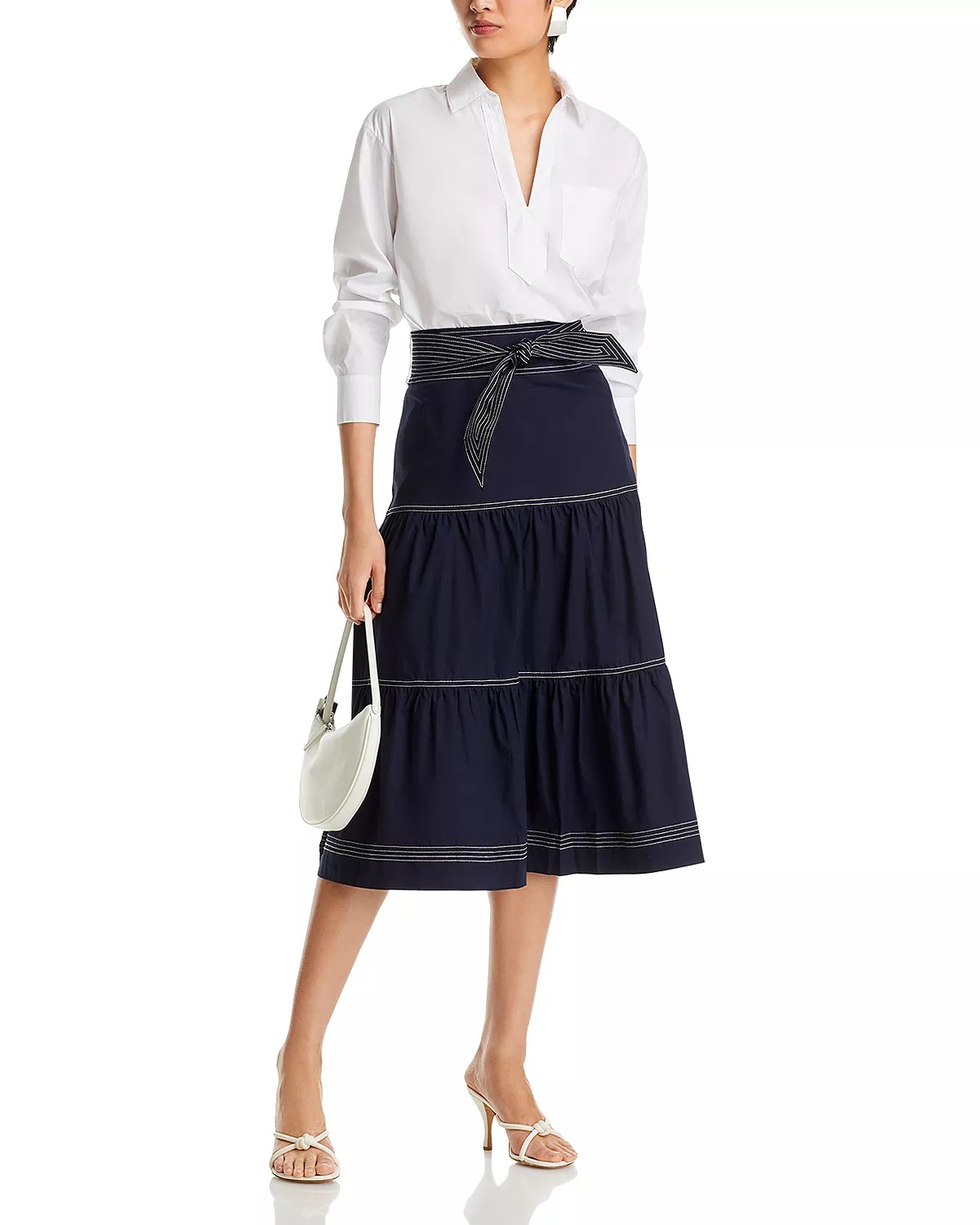 Armida Belted Tiered Midi Skirt - 2