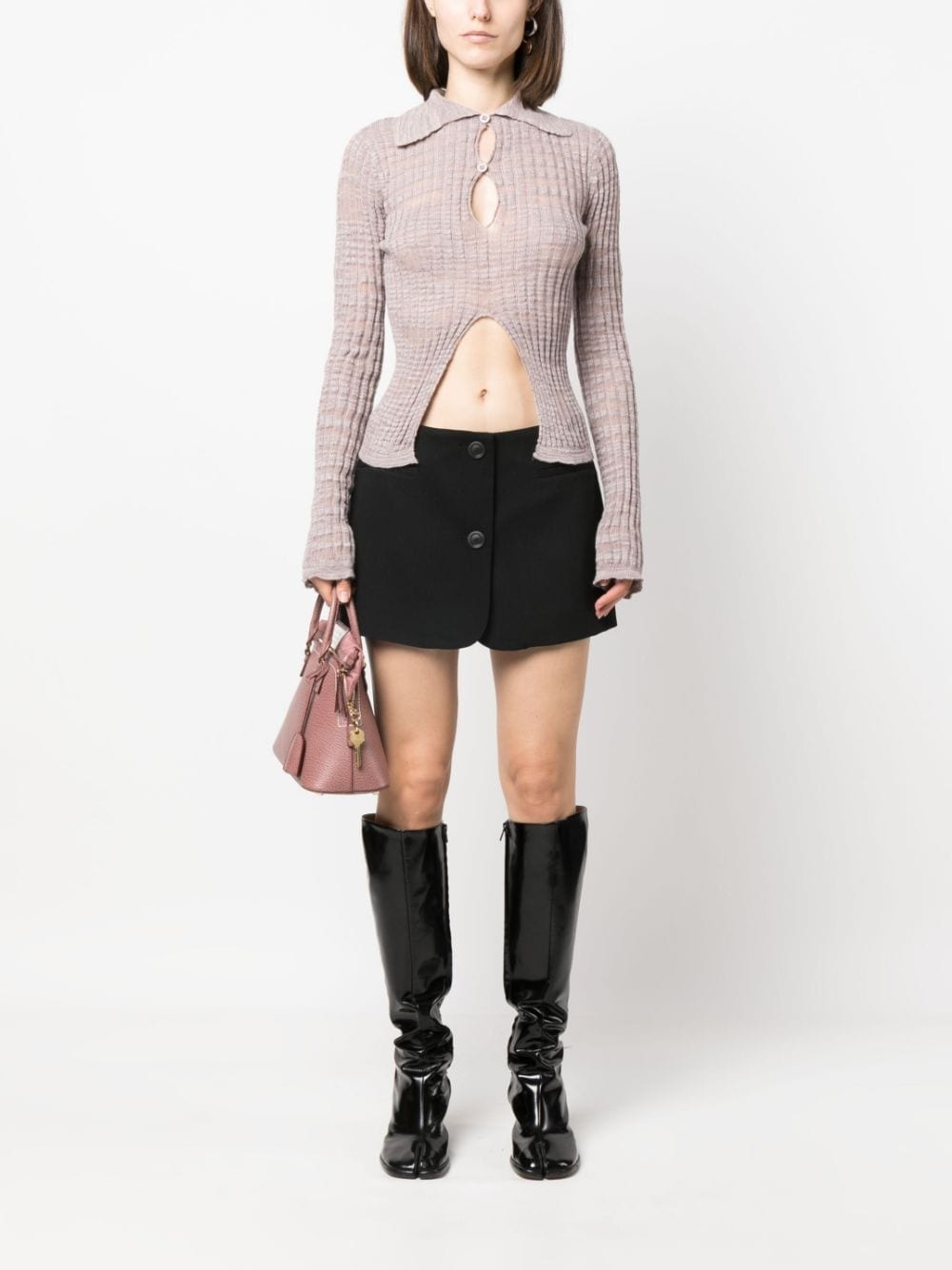 cut-ou knitted top - 2