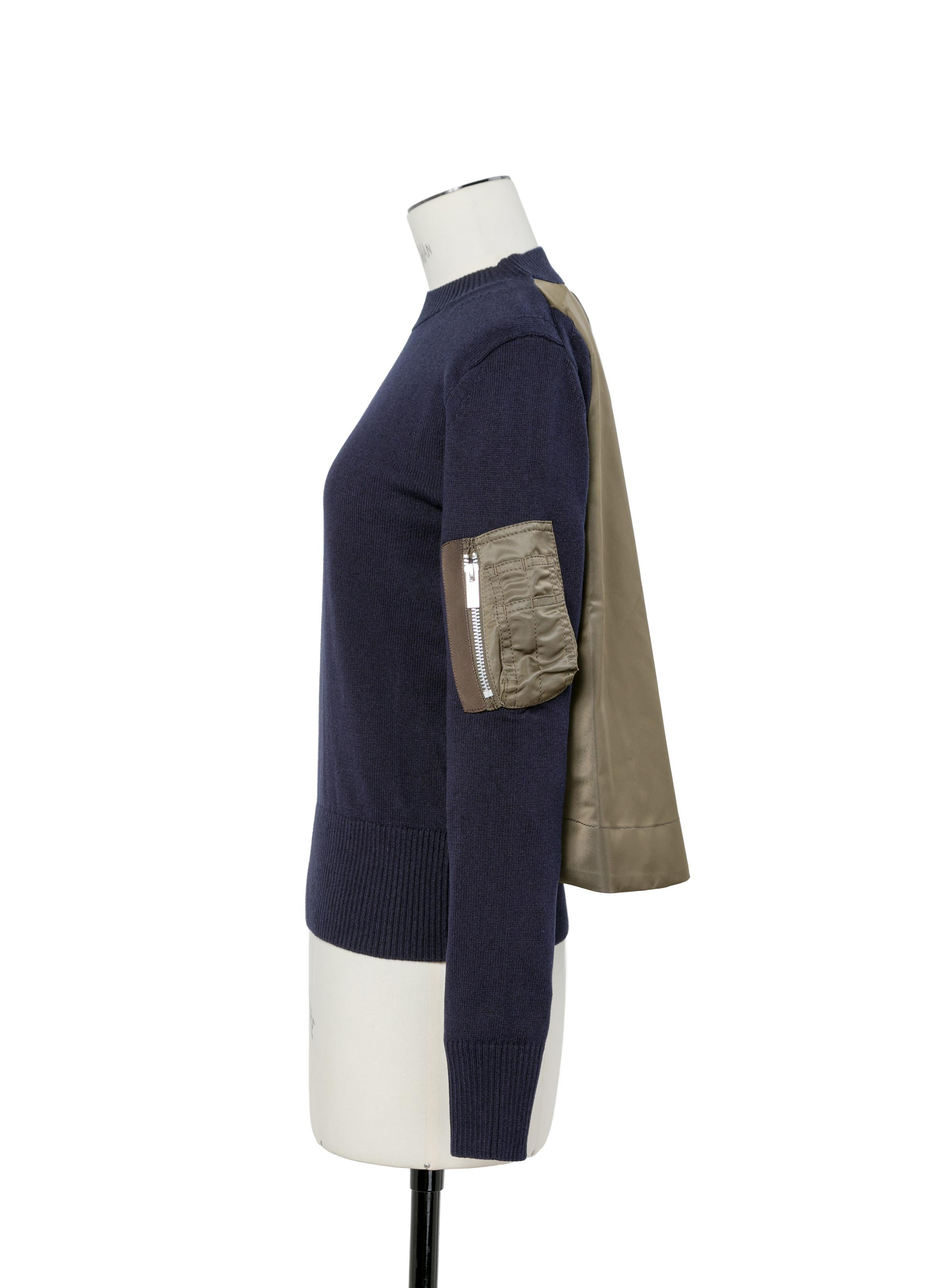 Nylon Twill x Cotton Knit Pullover - 2